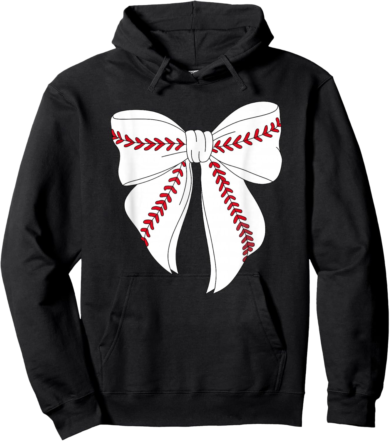 Cute Baseball Coquette Bow Girls Baseball Mom Mama Hoodie - Hoodie | Black