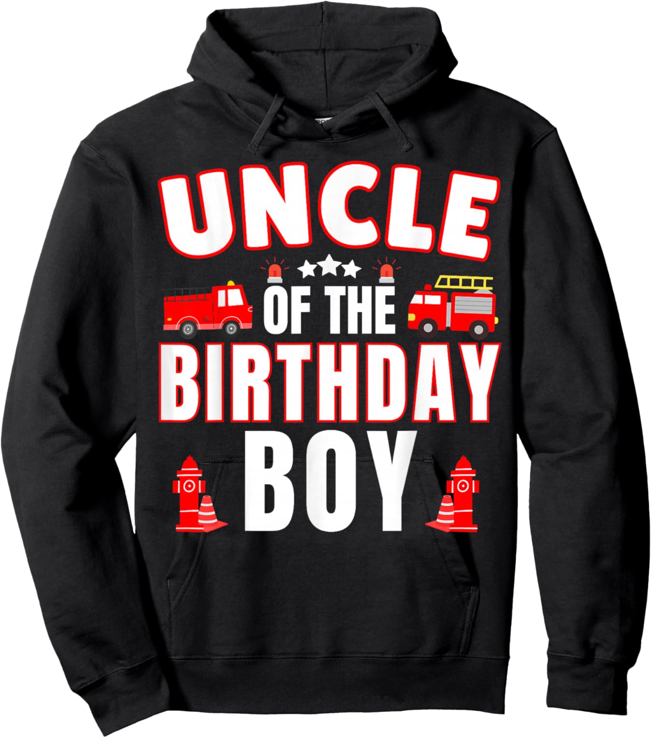 Uncle of the Birthday Boy Fire Truck Firefighter Bday Party Hoodie - Hoodie | Black
