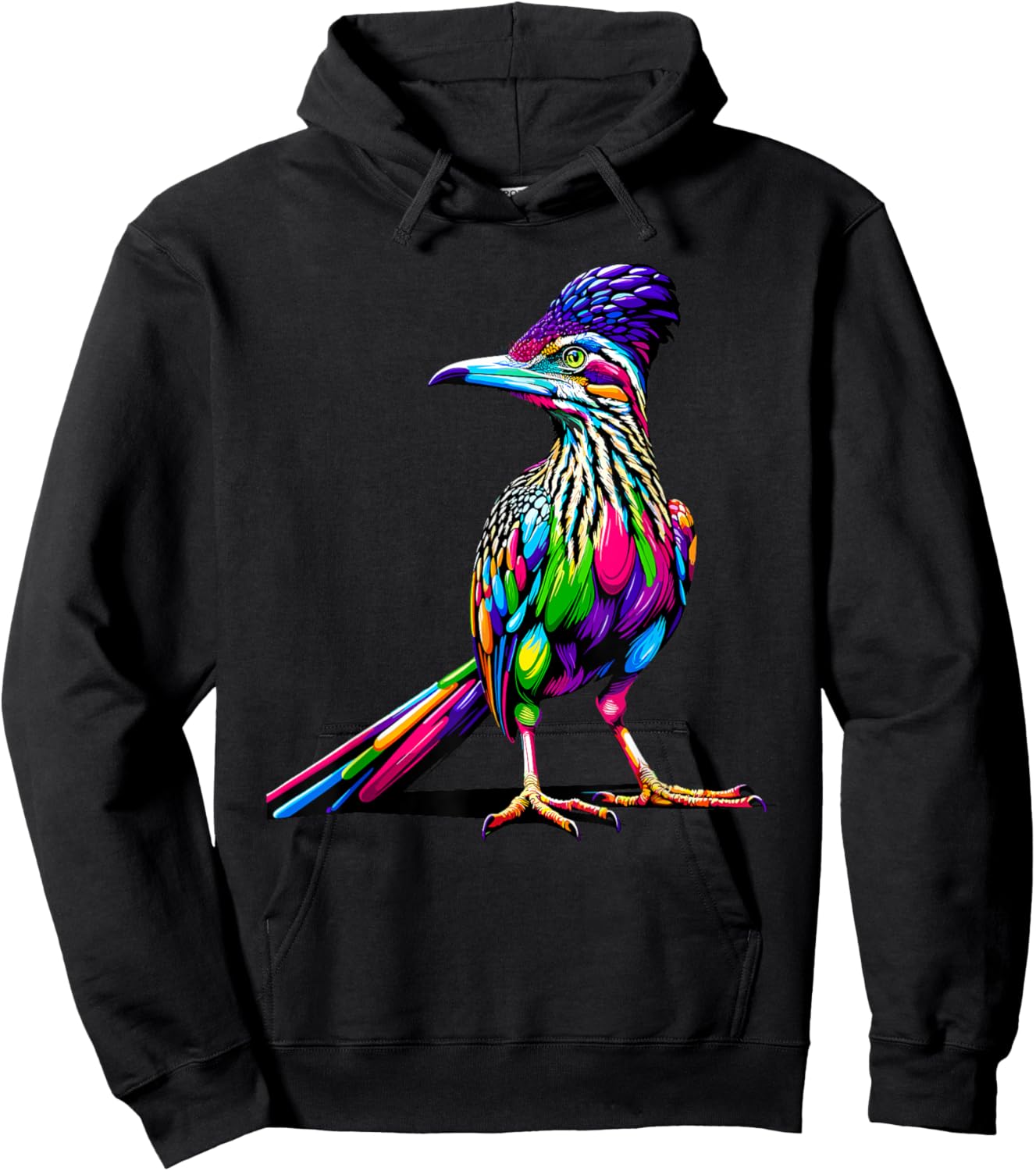 Colorful Pop Art Roadrunner Chaparral Bird Hoodie - Hoodie | Black