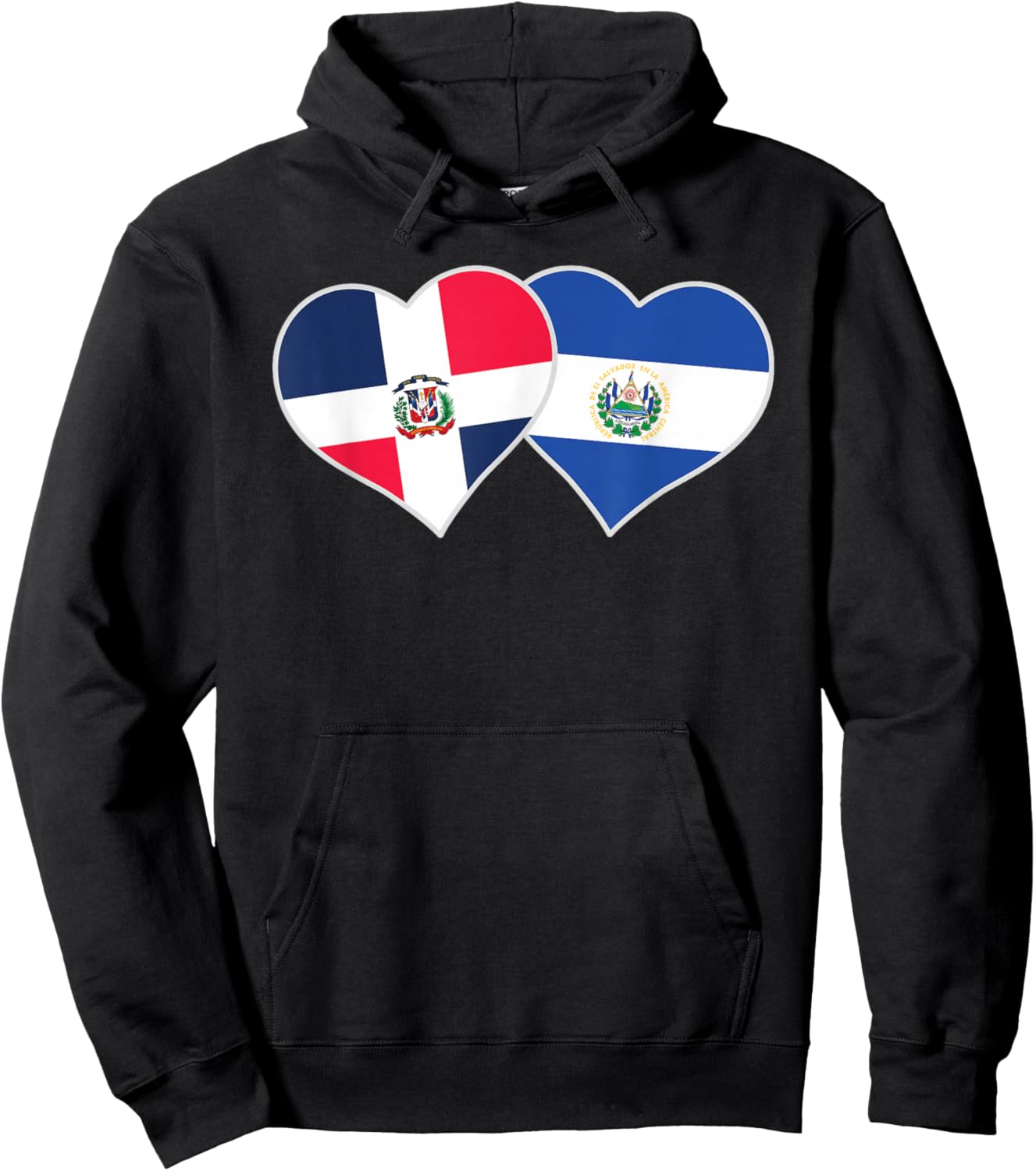 Dominican Salvadorian Flag Heart Dominican El Salvador Hoodie - Hoodie | Black