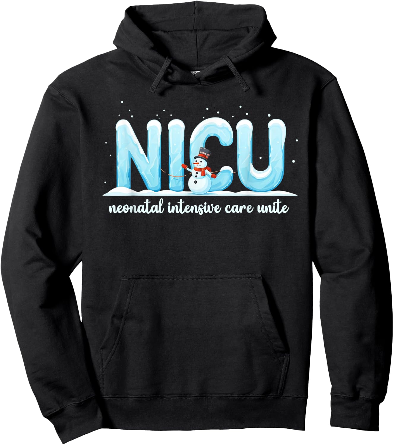NICU Nurse Christmas Apparel Winter NICU Nurse Christmas Crew , -Adults, Black, Small, Short Sleeve, , Holiday, Casual Hoodie - Hoodie | Black