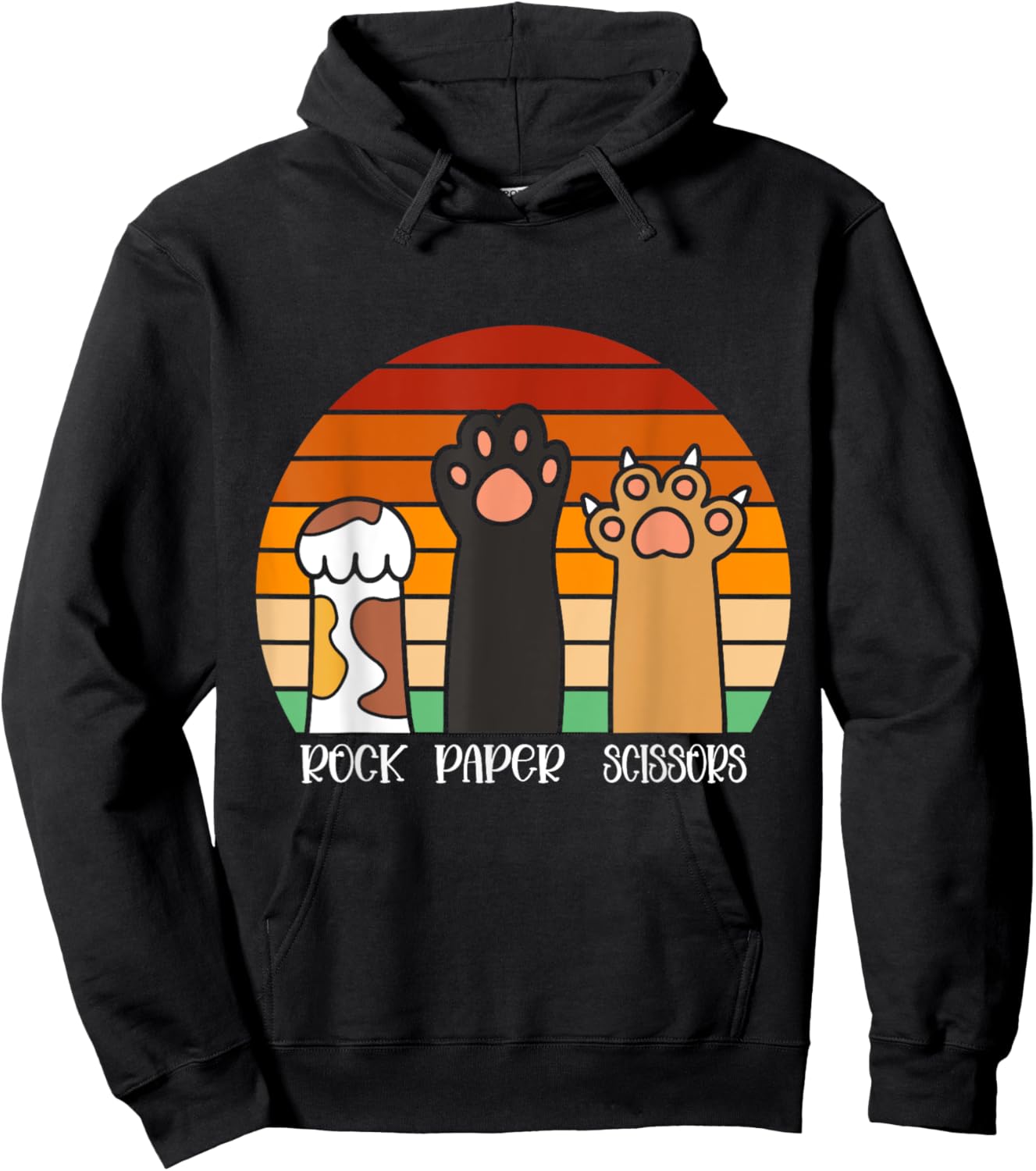 Rock Paper Scissors Game Kitten Lover Animal Paws Cat Hoodie - Hoodie | Black