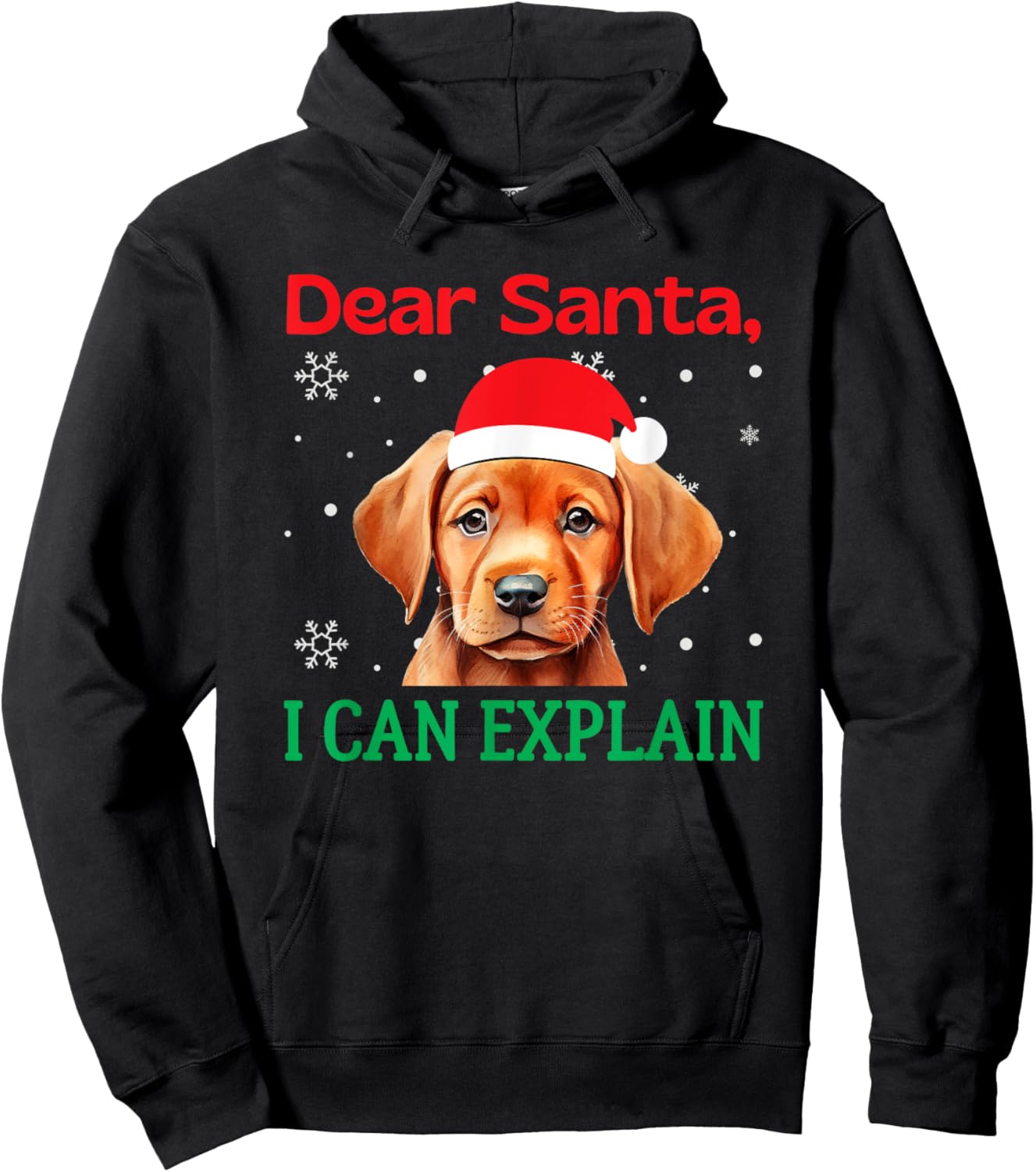 Fox Red Lab Christmas Santa Labrador Retriever Hoodie - Hoodie | Black