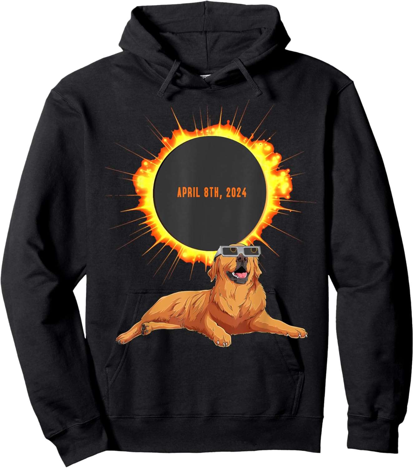 Total Solar Eclipse 2024 Dog Idea & Solar Eclipse Hoodie - Hoodie | Black