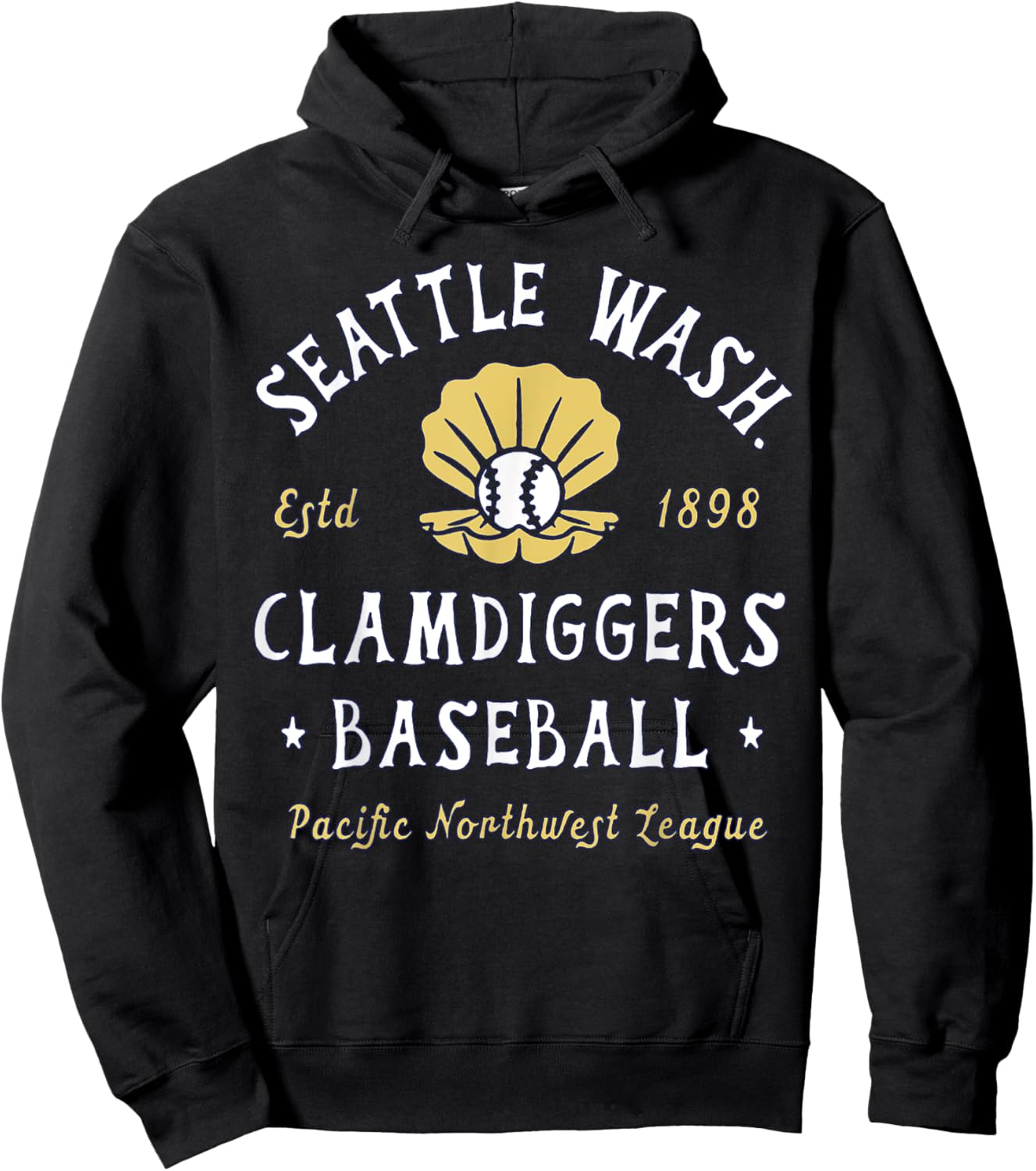 Vintage Seattle Washington Clamdiggers Defunct Baseball Team Hoodie - Hoodie | Black