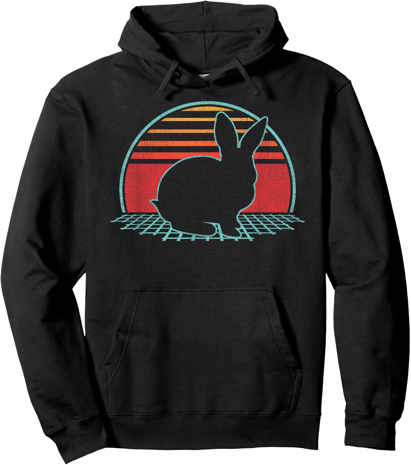 Rabbit Bunny Lover Farmer Animal Retro Vintage 80s Style Hoodie - Hoodie | Black