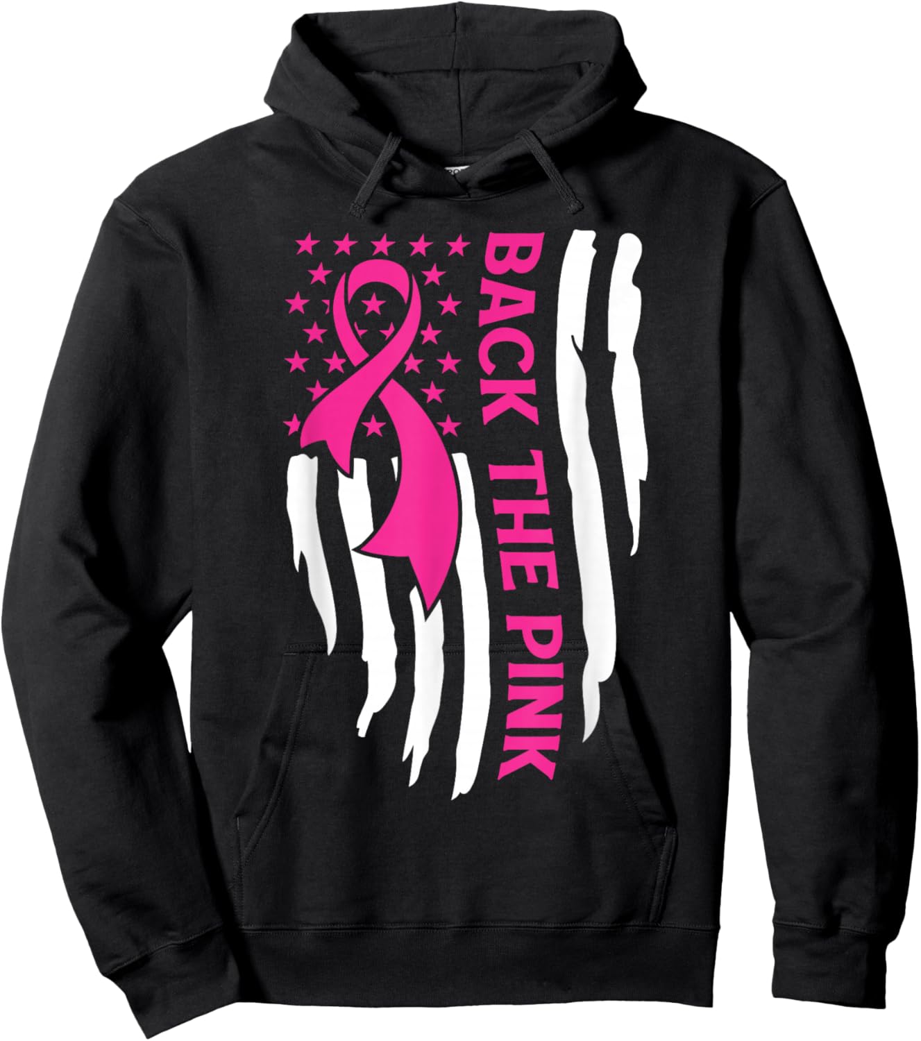 American Flag Back The Pink Breast Cancer Awareness Warrior Hoodie - Hoodie | Black