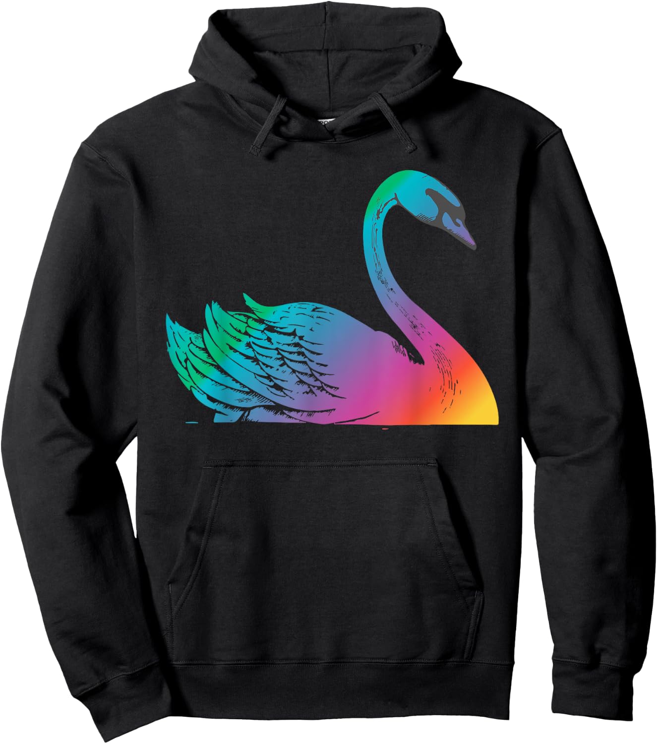 Swan Art Cute Artistic Colorful Swans Animal Bird Lake Hoodie - Hoodie | Black