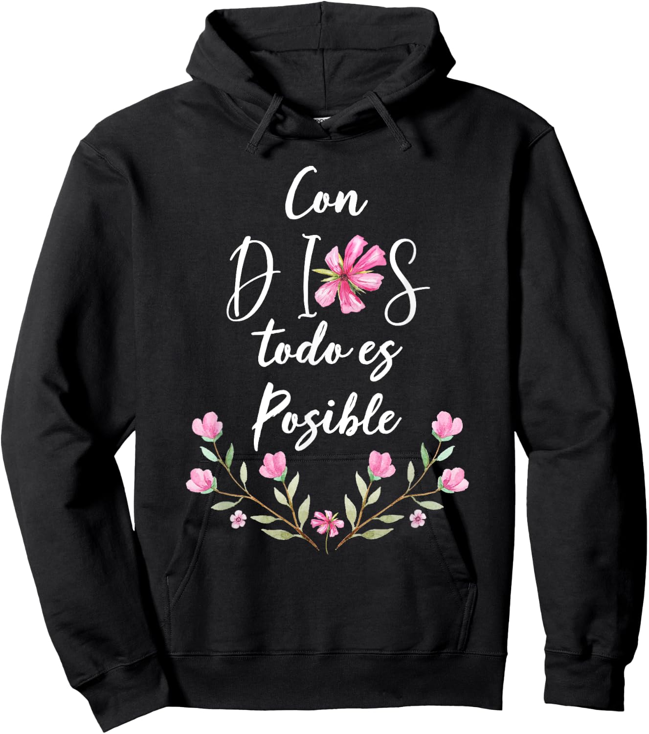 Con Dios Todo es Posible Shirt Christian Spanish for Hoodie - Hoodie | Black
