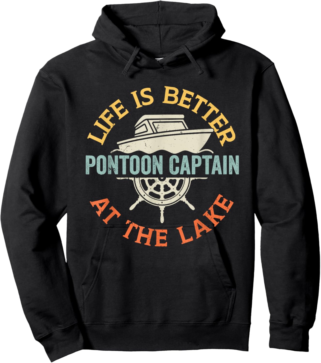 Boating Lake Pontoon Boat Captain Hoodie - Hoodie | Black