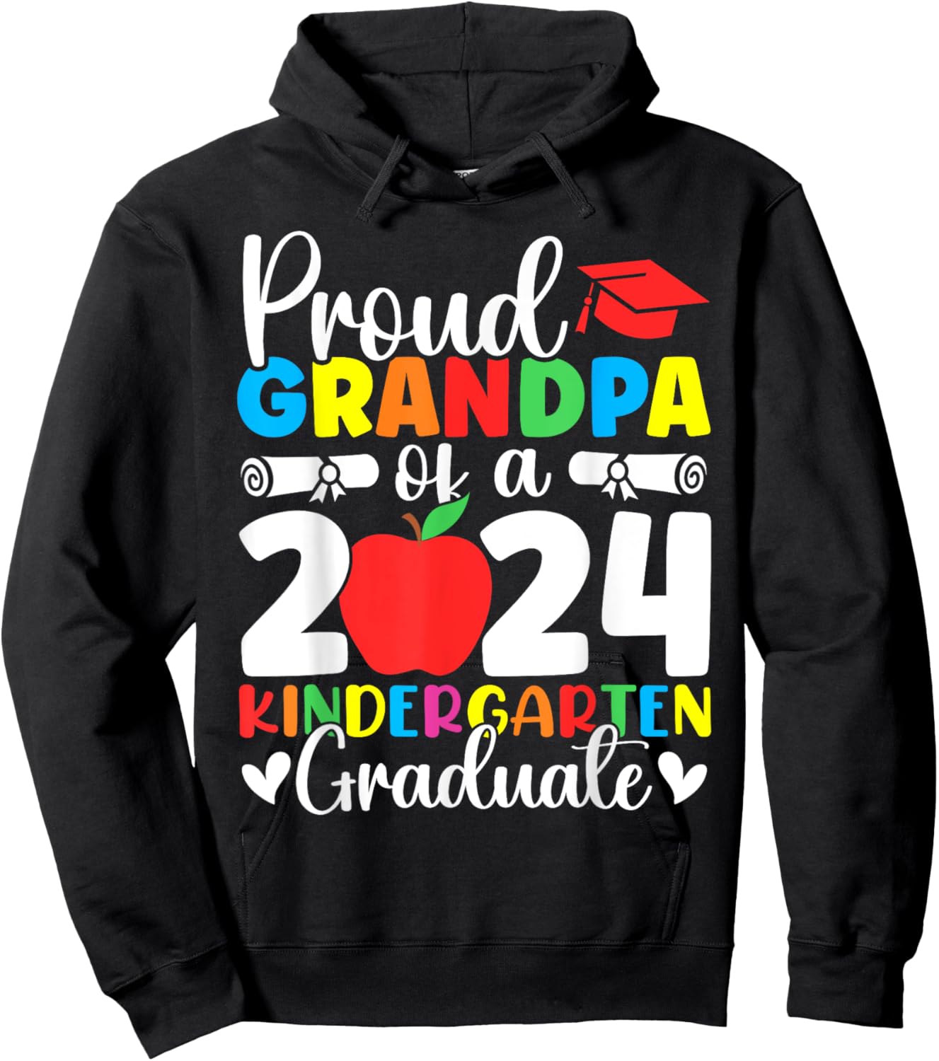 Proud Grandpa Class of 2024 Kindergarten Graduate Graduation Hoodie - Hoodie | Black