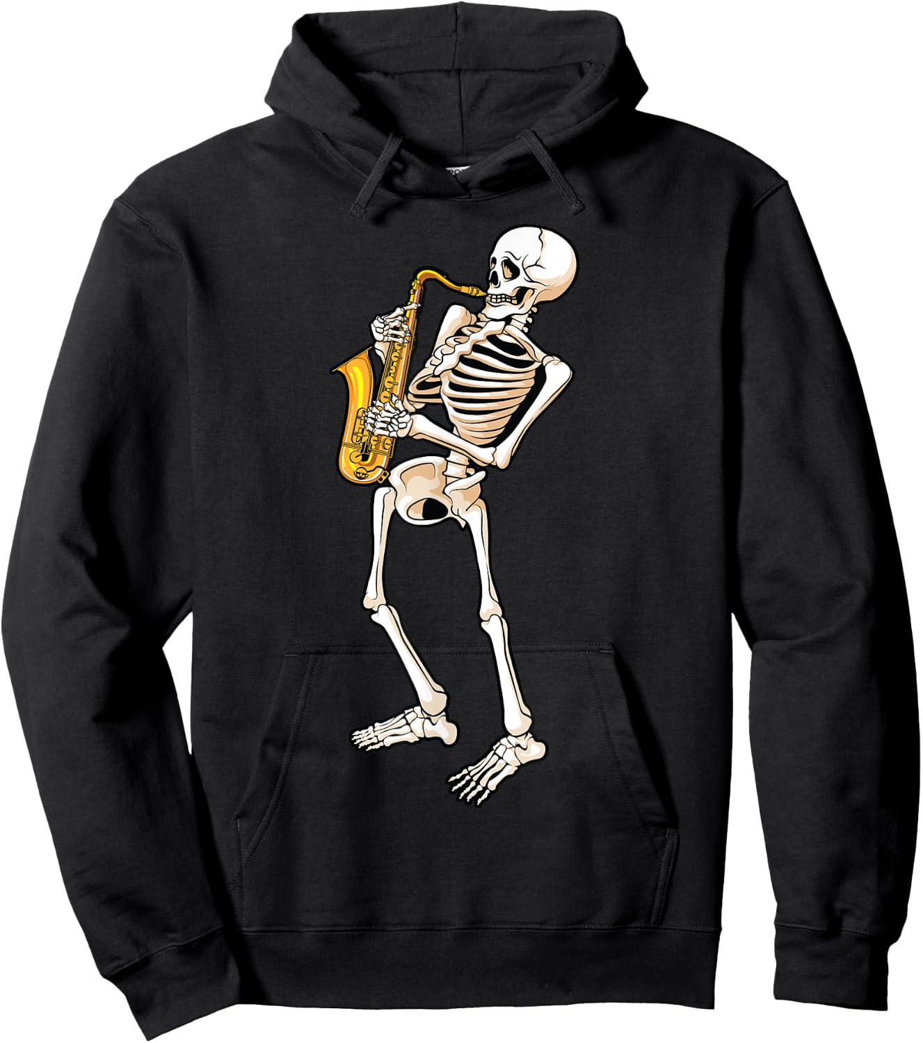 Funny Skeleton Saxophone Gift | Cute Halloween Costume Kids Hoodie - Hoodie | Black