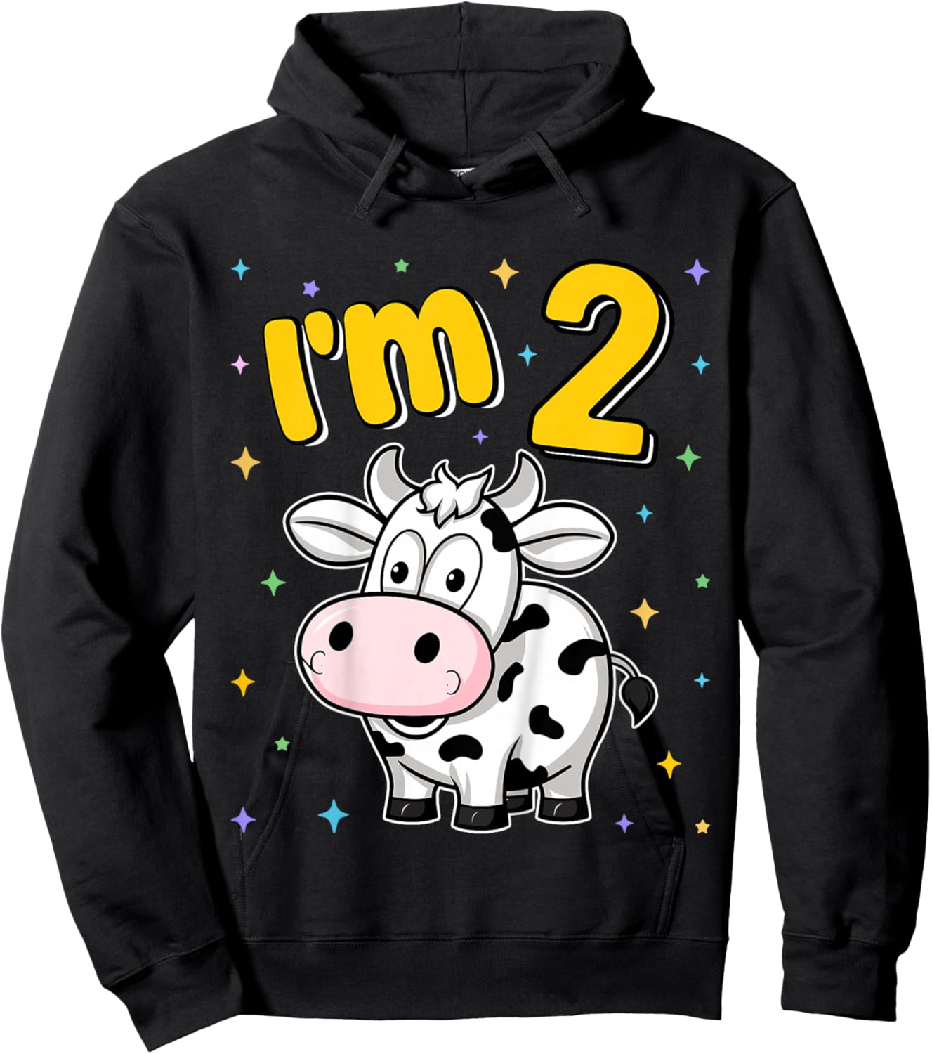 I'm 2 Cute Cow Two Years Old 2nd Birthday Cows Kids Hoodie - Hoodie | Black
