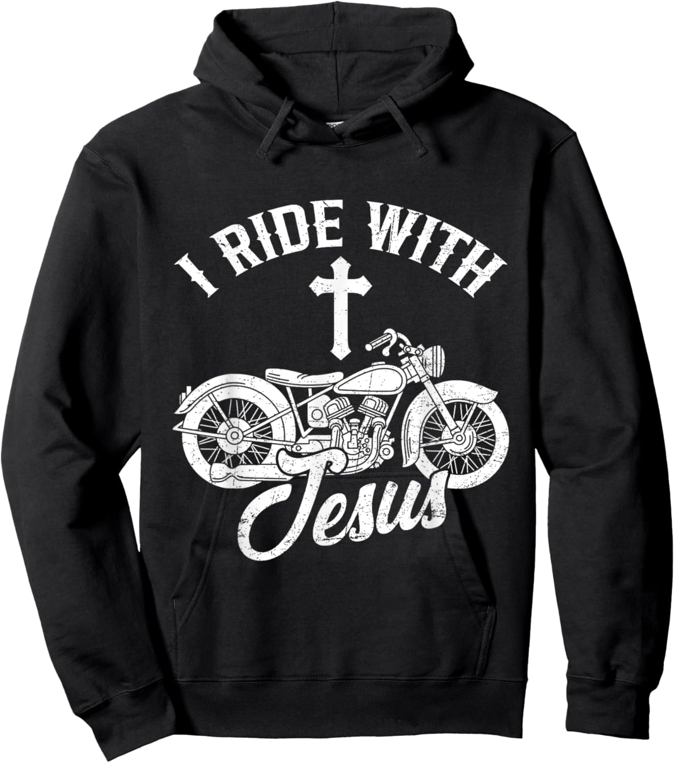 I Ride With Jesus Proud Christian Motorcycle Rider Biker Hoodie - Hoodie | Black