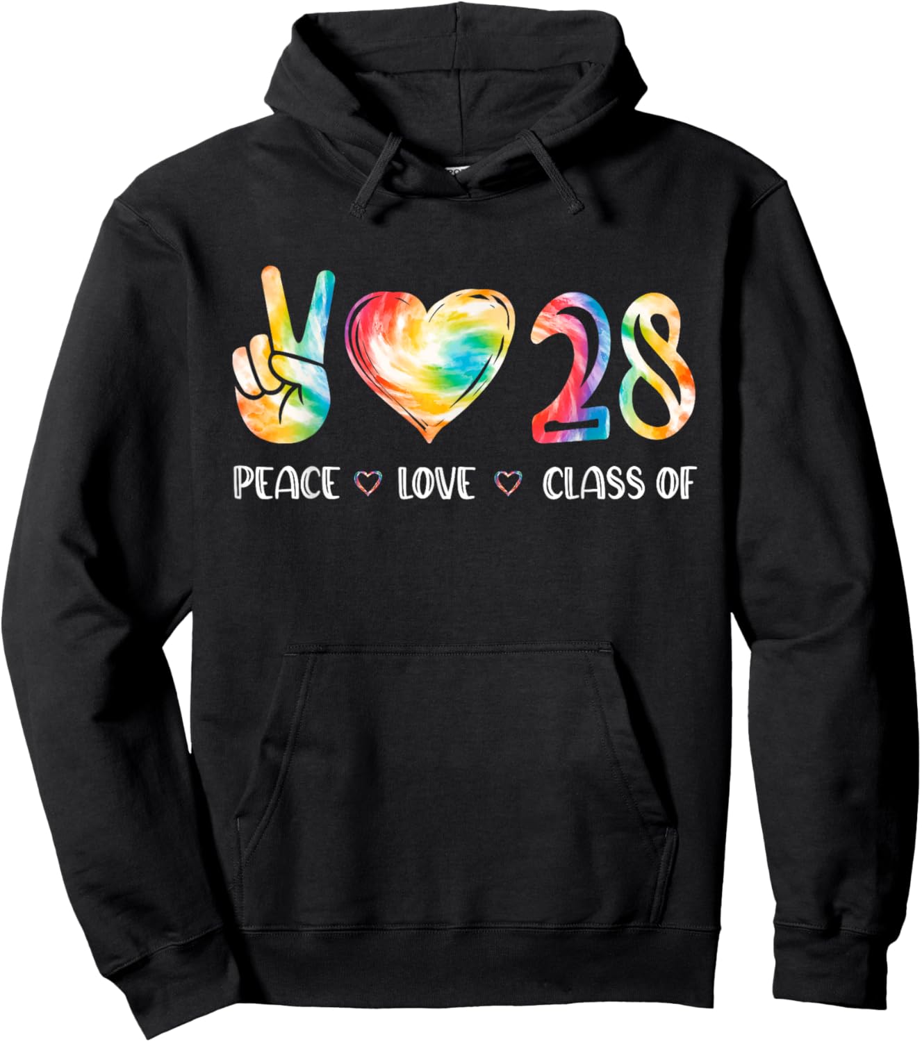 Peace Love Class Of 2028 Senior 2028 Back To School Teacher Hoodie - Hoodie | Black