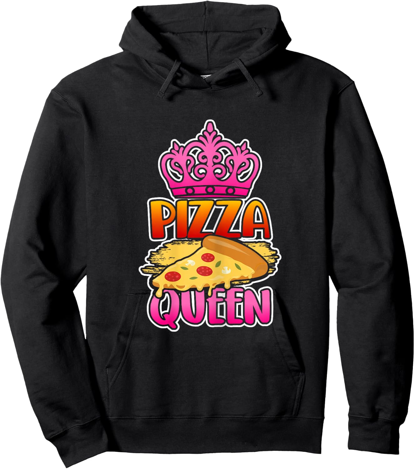 Pizza Queen Crown Funny Girls Pizza Lovers Gift Hoodie - Hoodie | Black