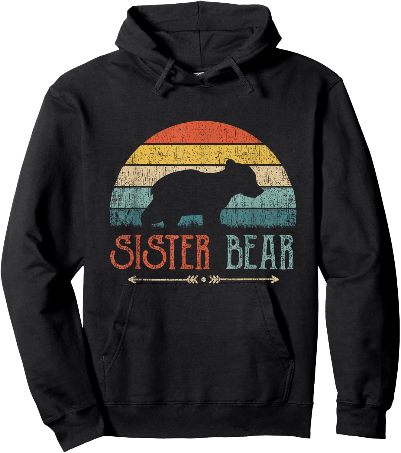 Cute Bear Family Matching Shirts & Gifts Sister Bear Retro Black Girls' Medium Hoodie - Hoodie | Black