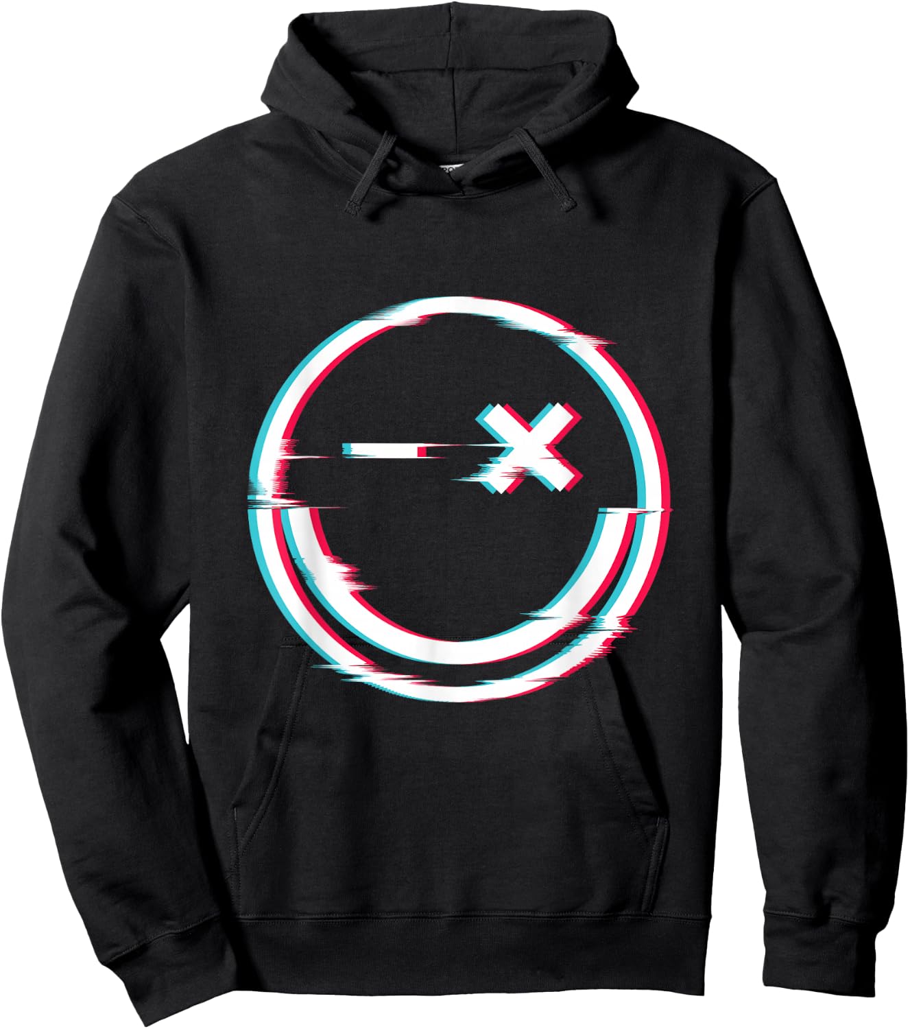 Smile face glitch Hoodie - Hoodie | Black