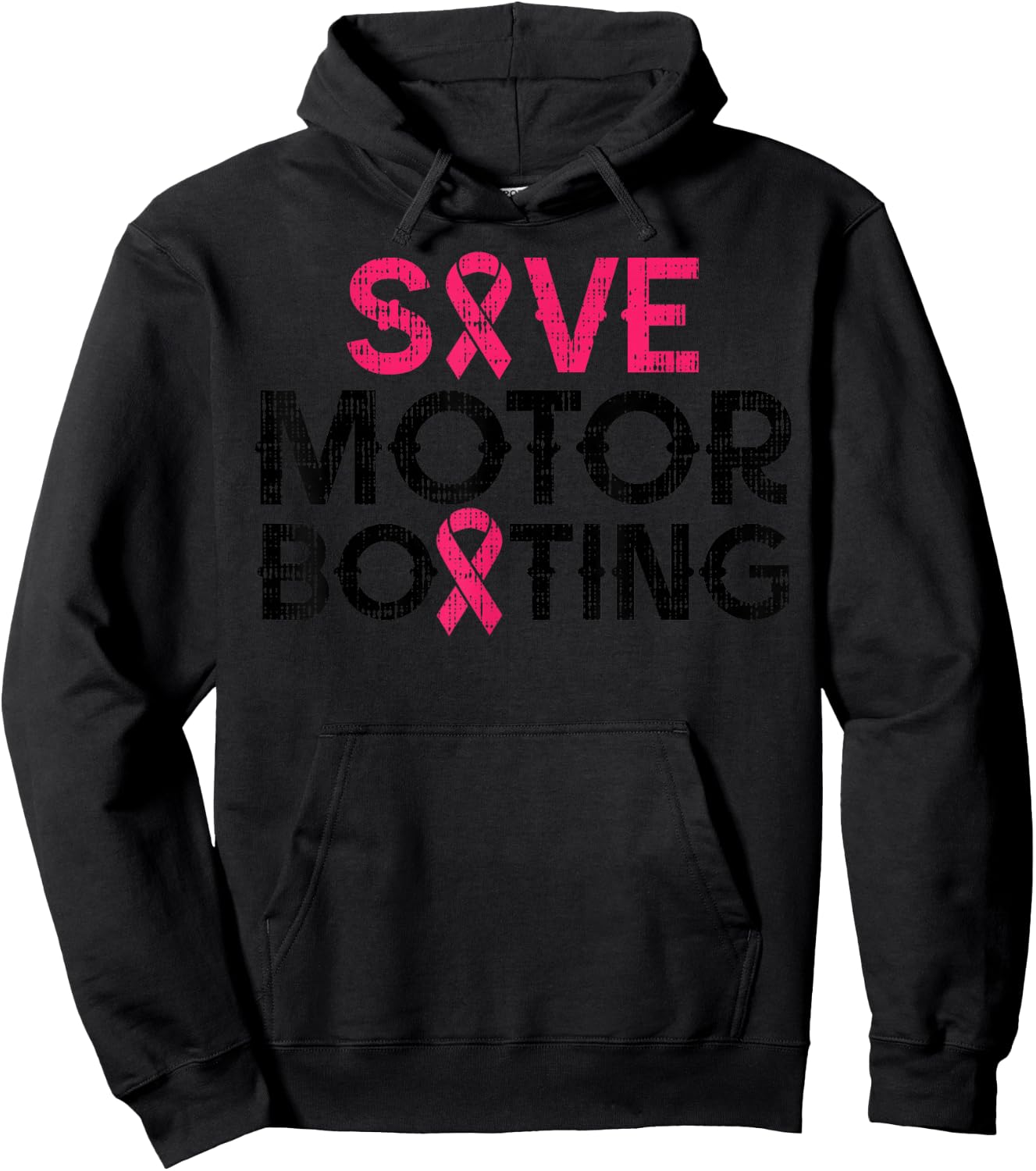 Save Motorboating Funny Pink Breast Cancer Awareness Support Hoodie - Hoodie | Black