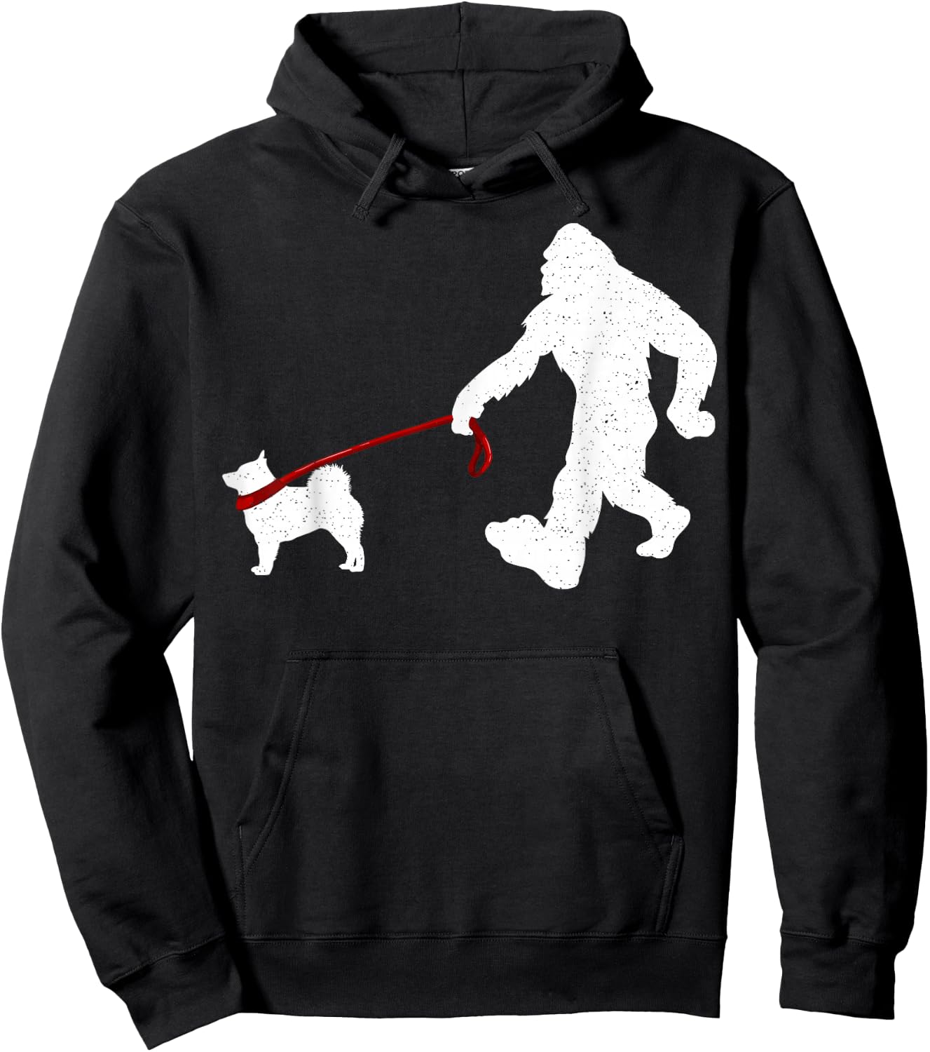 Funny Bigfoot Walking With Schipperke Dog Gifts Hoodie - Hoodie | Black