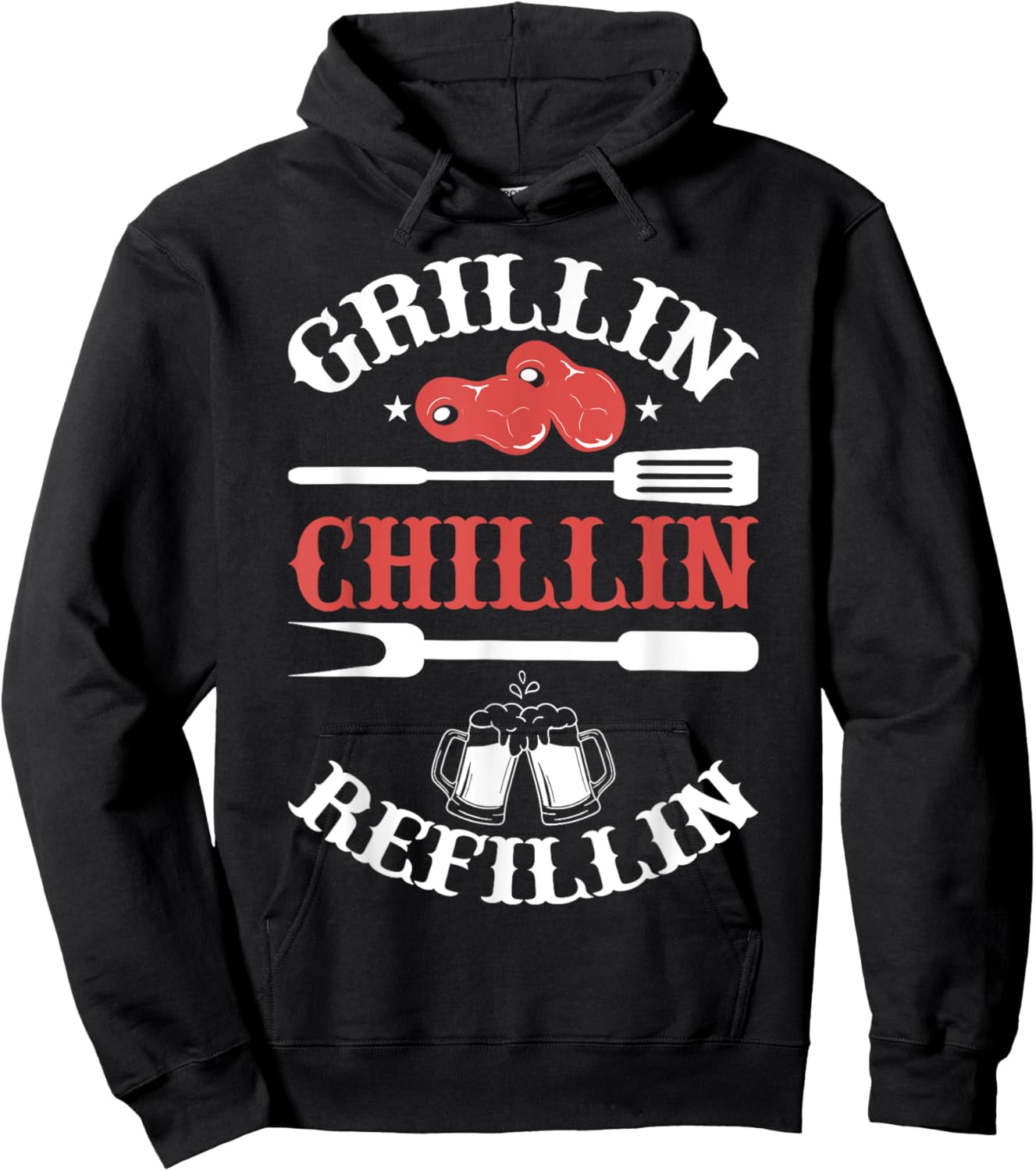 Funny vintage barbecue dad - barbecuing chilling & refilling Hoodie - Hoodie | Black