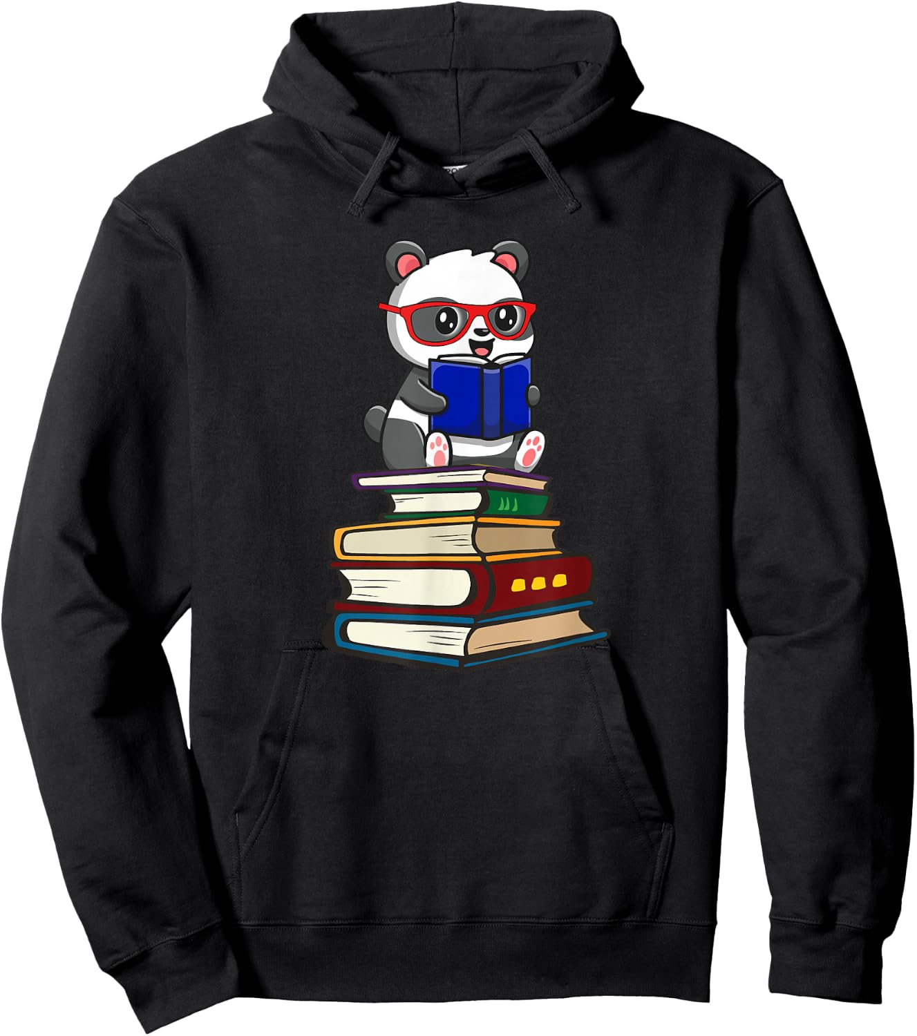Cute Kids Girls Kawaii Glasses Reading Books Panda Hoodie - Hoodie | Black