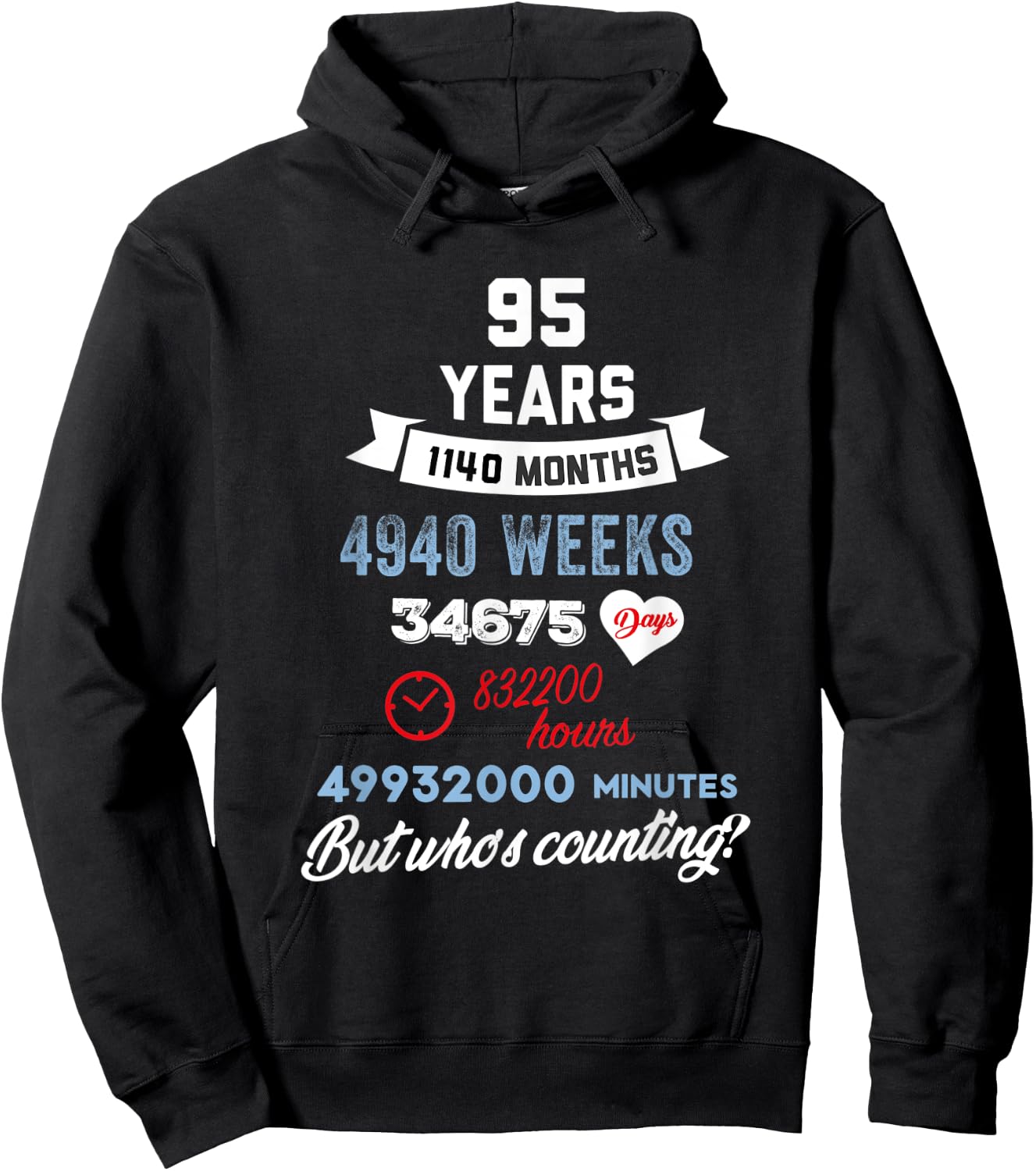 95 Years Old But Who Is Counting Funny Birthday Hoodie - Hoodie | Black