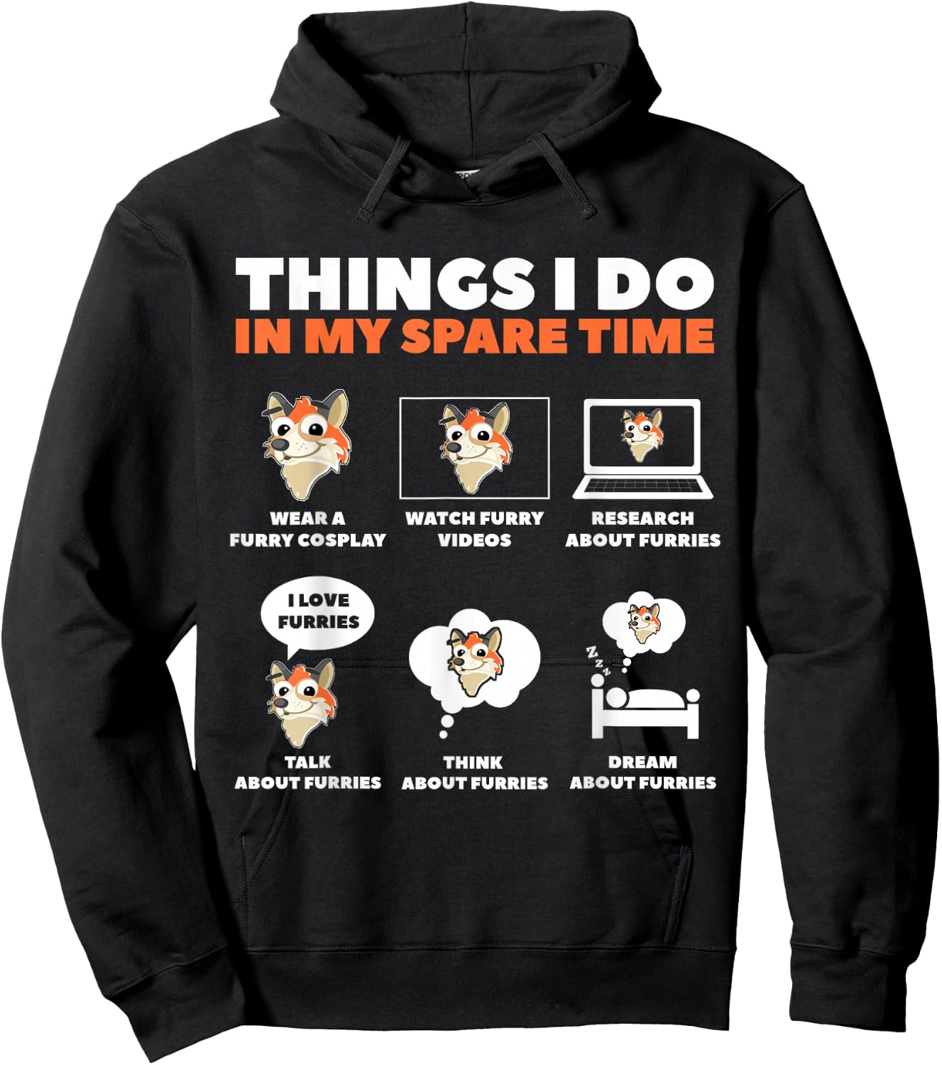 Things I Do in My Free Time Furry Cosplay Hoodie - Hoodie | Black