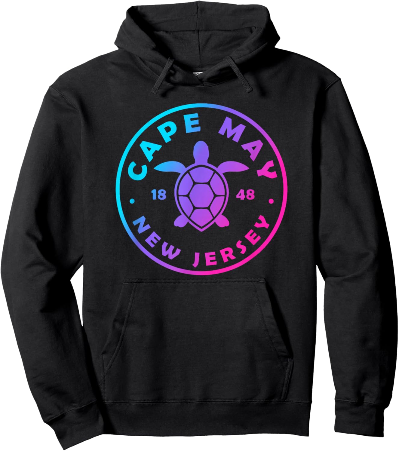Cape May New Jersey Sea Turtle Tie Dye Vacation Hoodie - Hoodie | Black