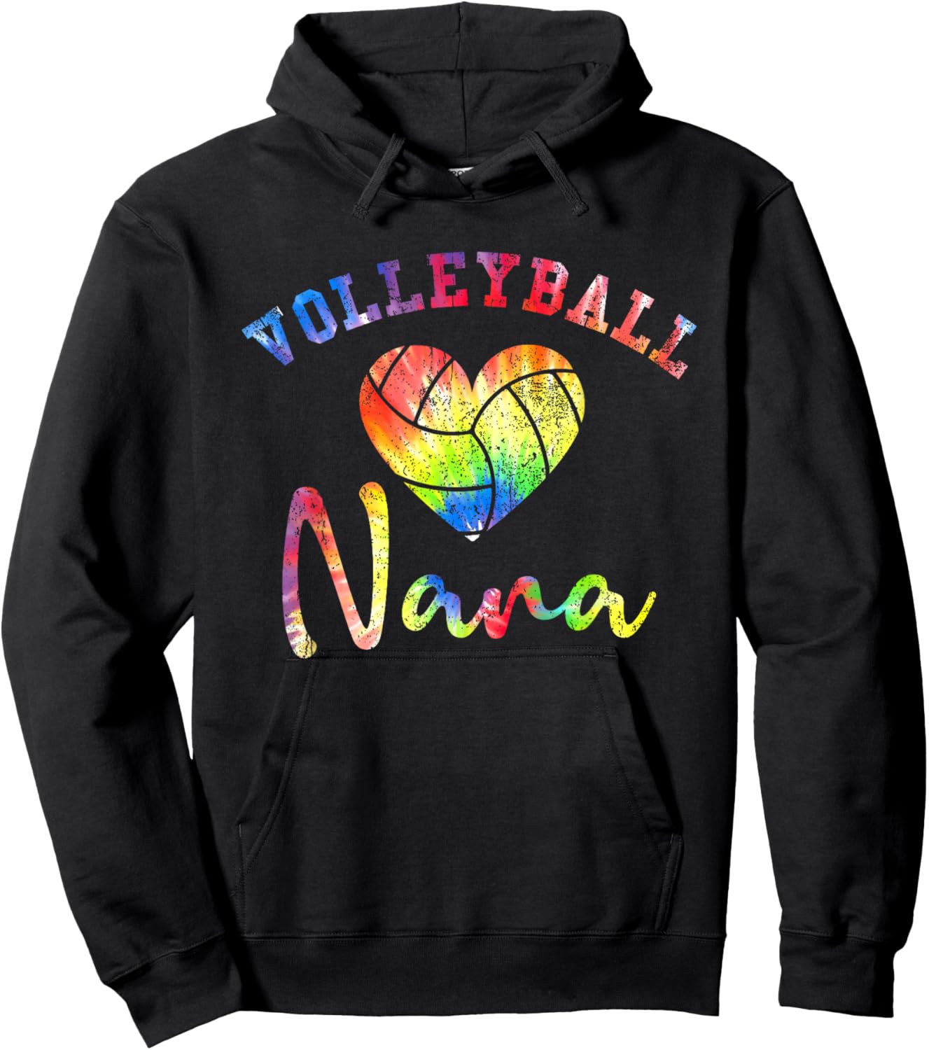 Volleyball Nana colorful tie dye Hoodie - Hoodie | Black