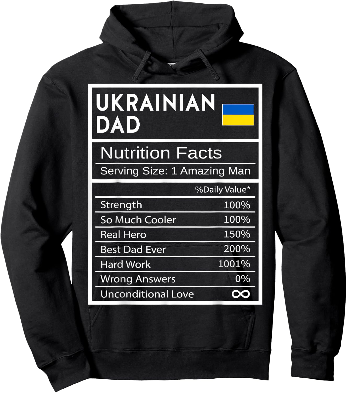 Ukrainian Dad Nutrition Facts National Pride Gift Dad Hoodie - Hoodie | Black