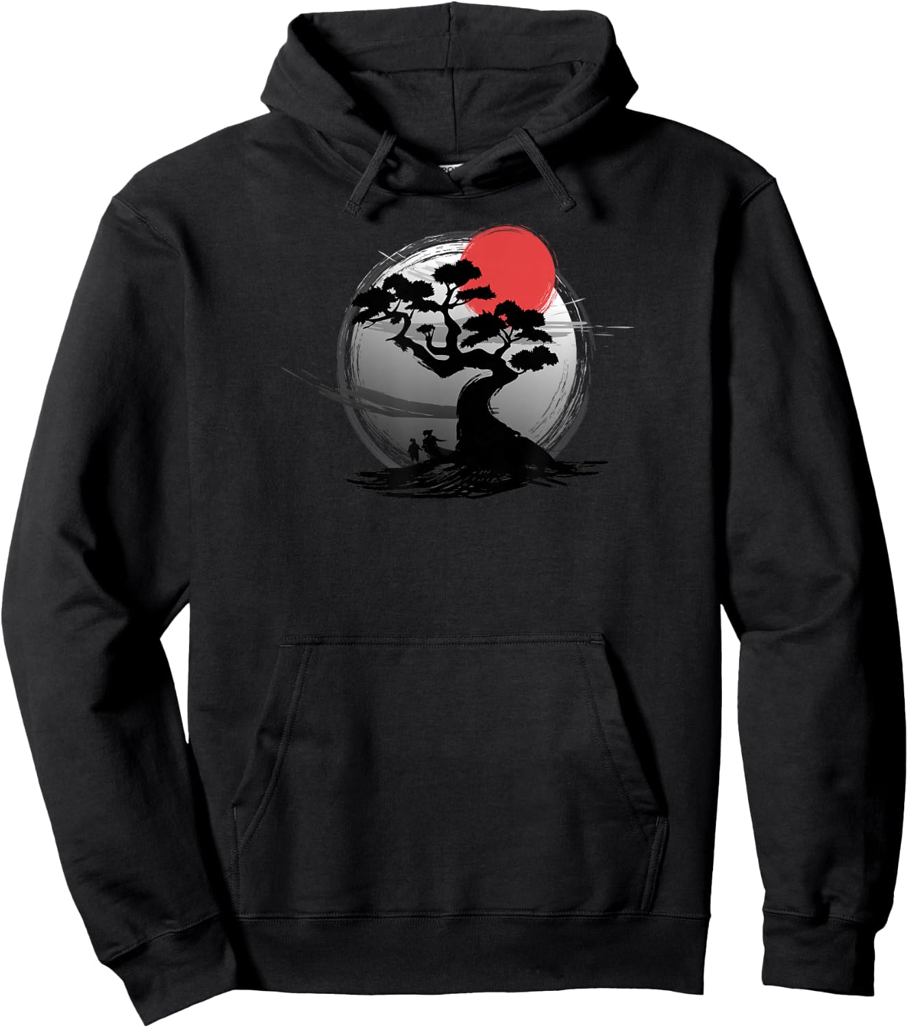 Japanese Sunset Art Nature Japan Bonsai Tree Hoodie - Hoodie | Black