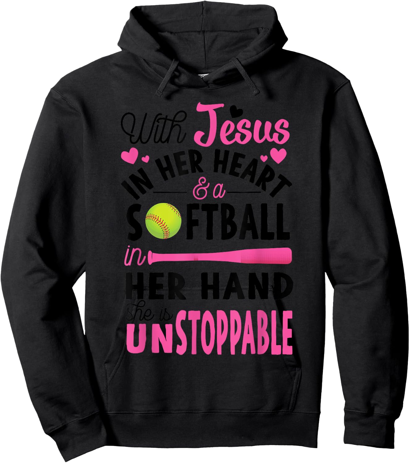 Jesus In Her Heart Softball Hand Funny Pitcher Gift Hoodie - Hoodie | Black