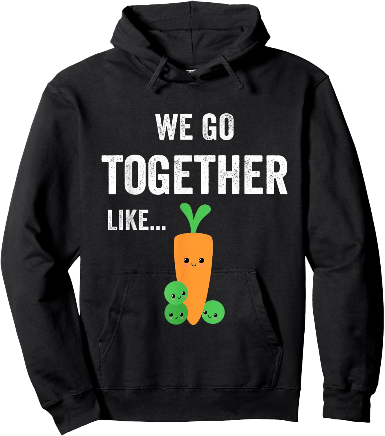 Carrot and Green Bean Peas for Teen BFFs Matching Couples Hoodie - Hoodie | Black