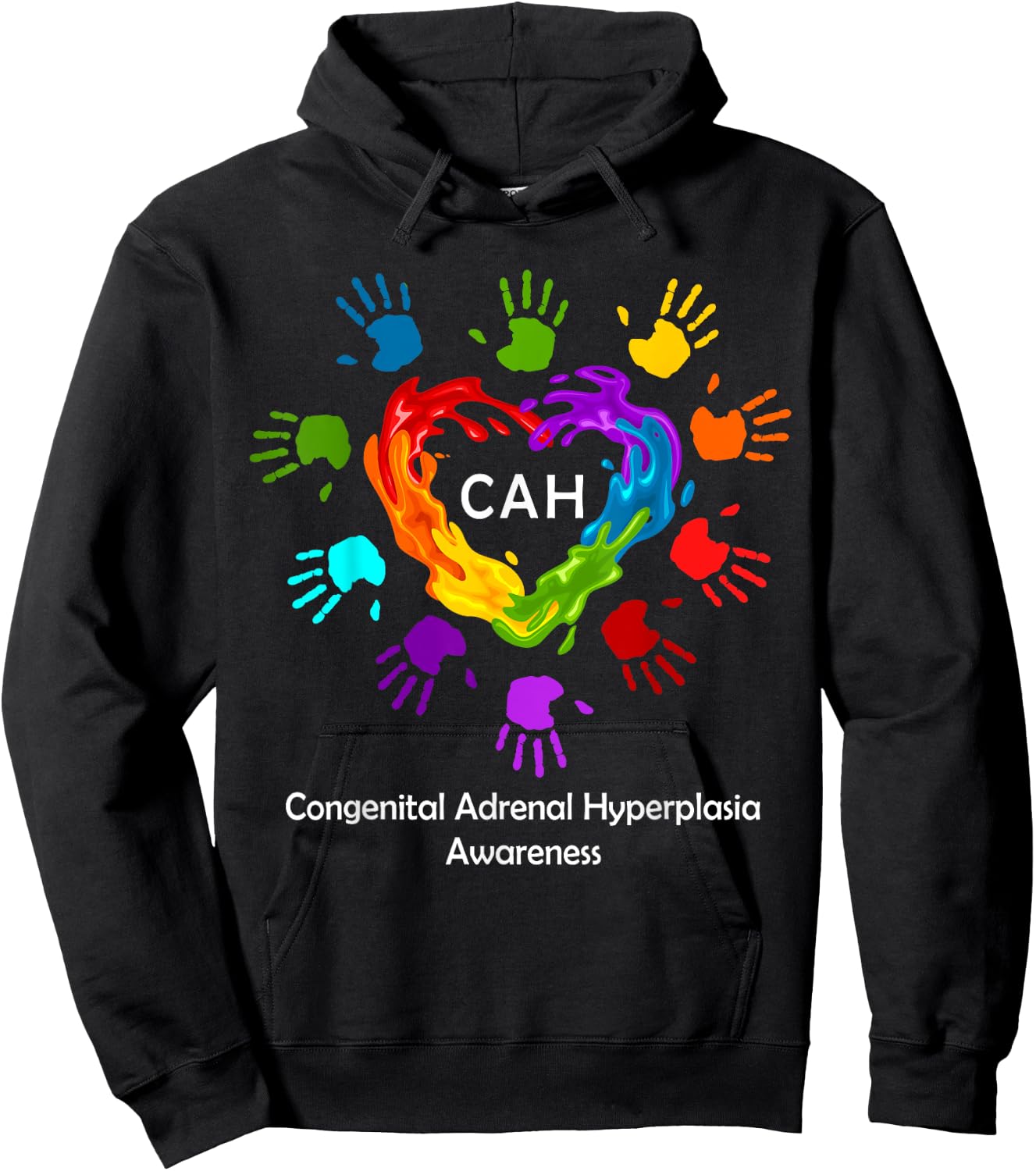 We Wear Rainbow Heart For Congenital Adrenal Hyperplasia CAH Hoodie - Hoodie | Black
