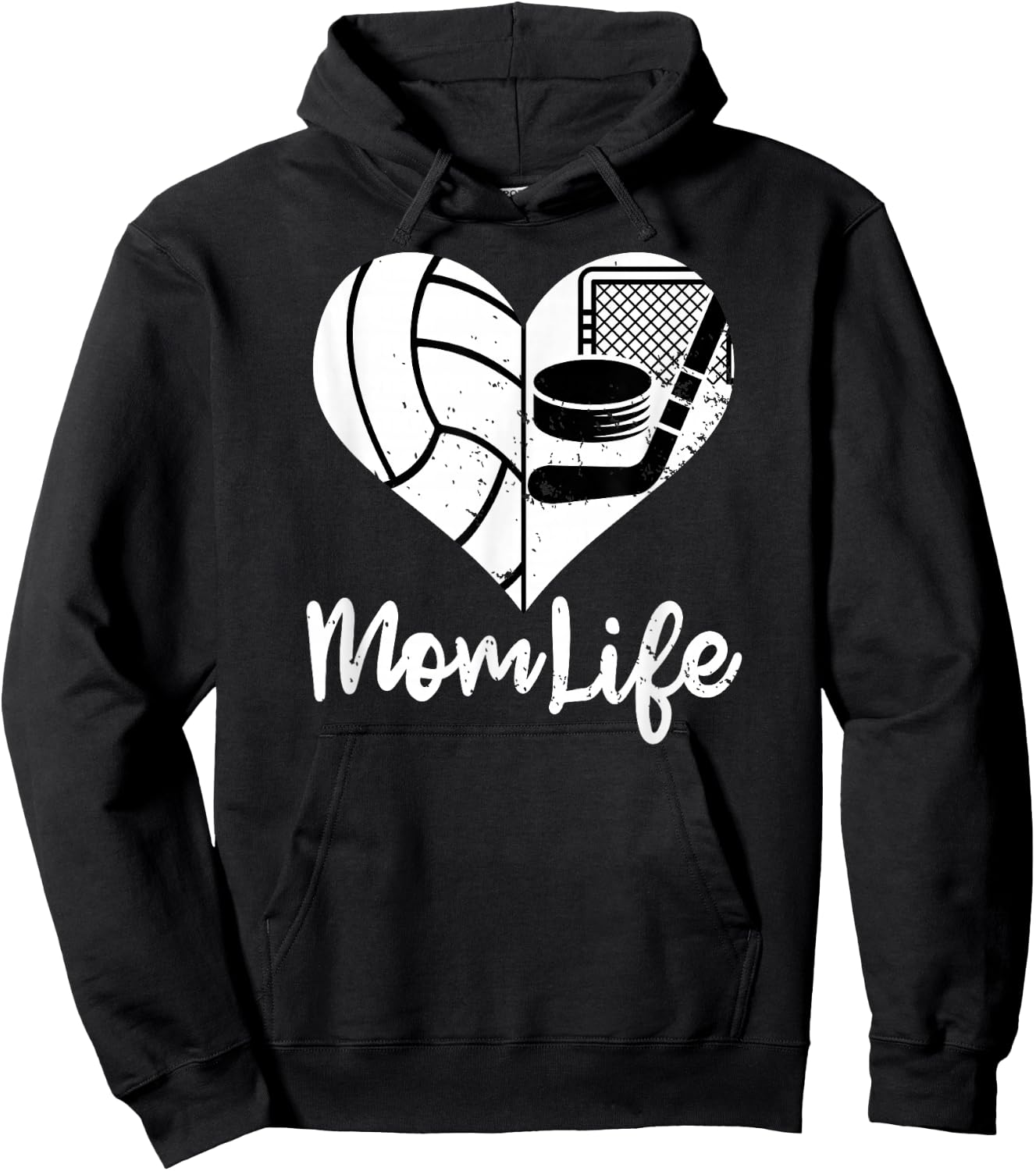 Mom Life Funny Volleyball Hockey Mom Hoodie - Hoodie | Black
