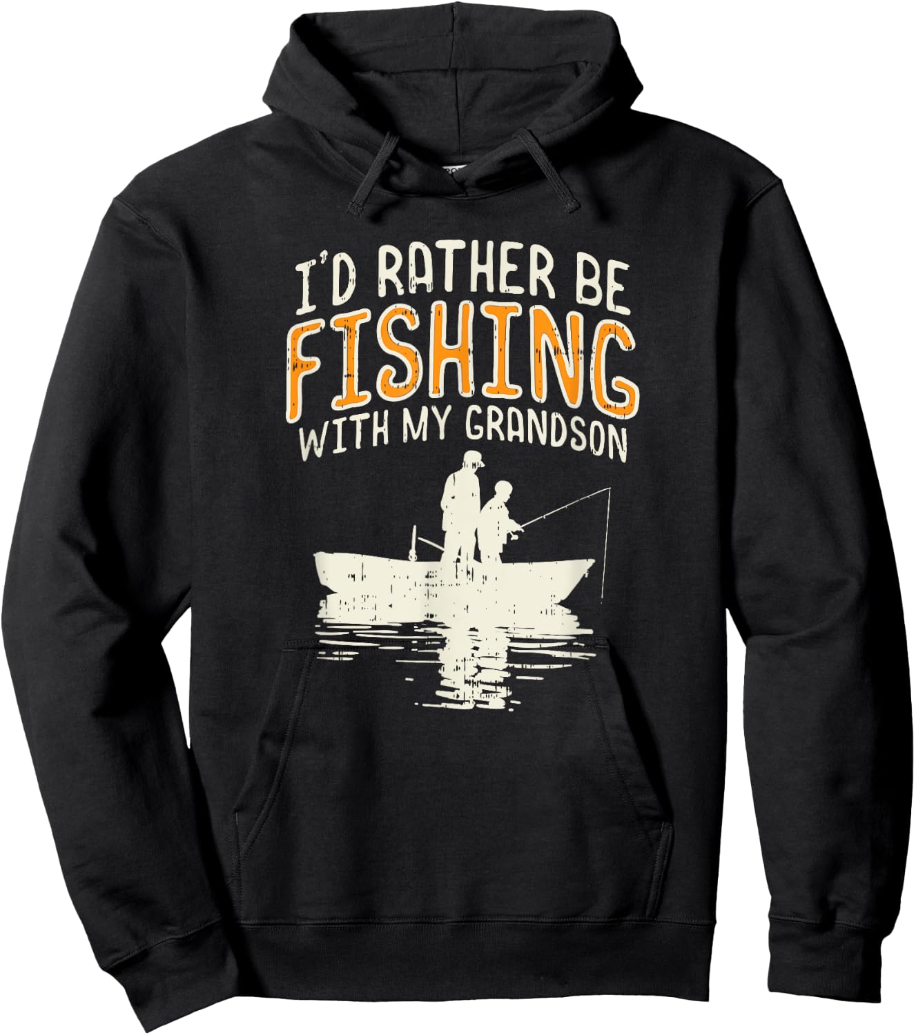 Funny Fishing Grandpa Rather Be Fishing With My Grandson Hoodie - Hoodie | Black