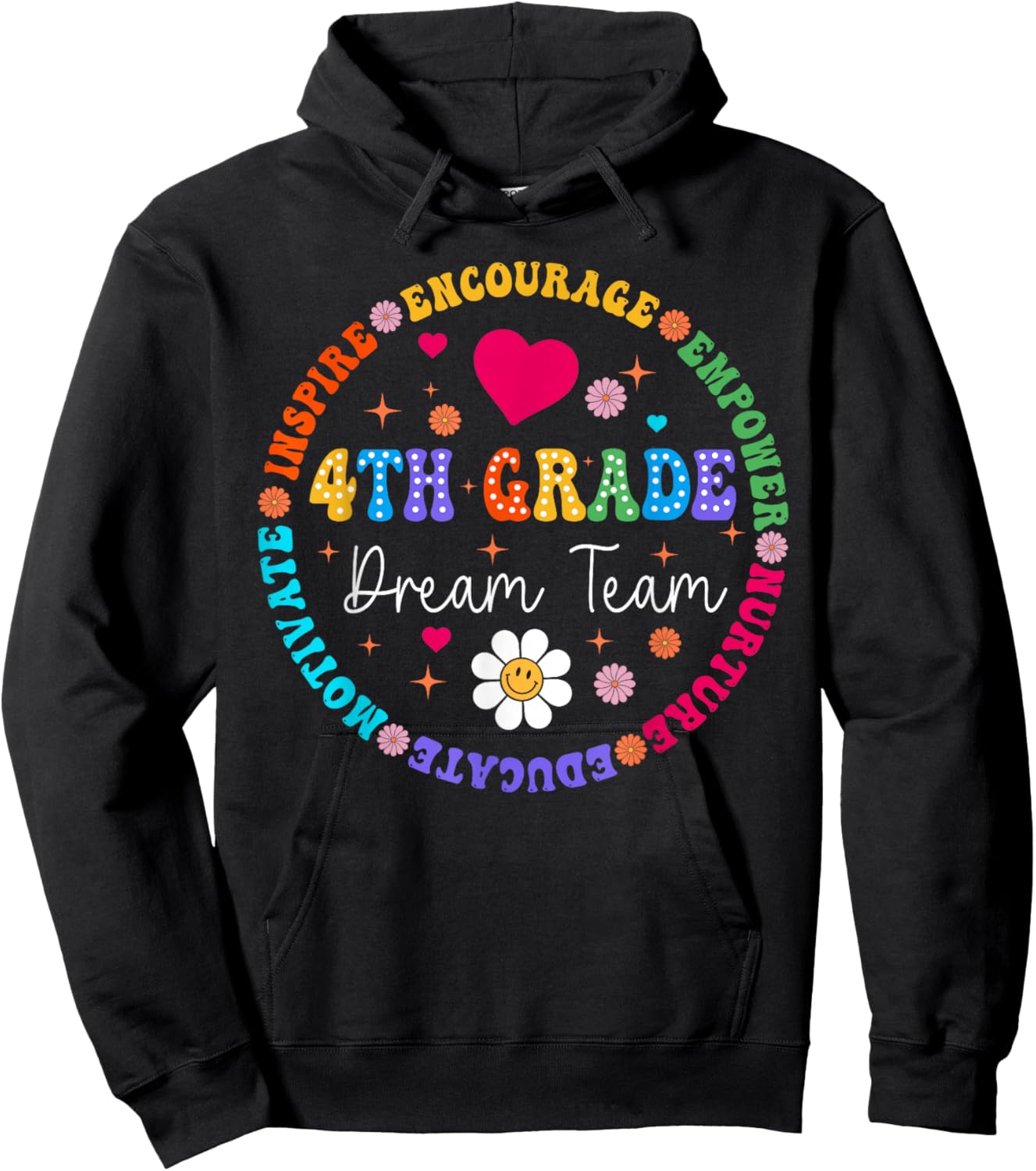 4th Grade Dream Team Fourth Grade Teacher Back to School Hoodie - Hoodie | Black