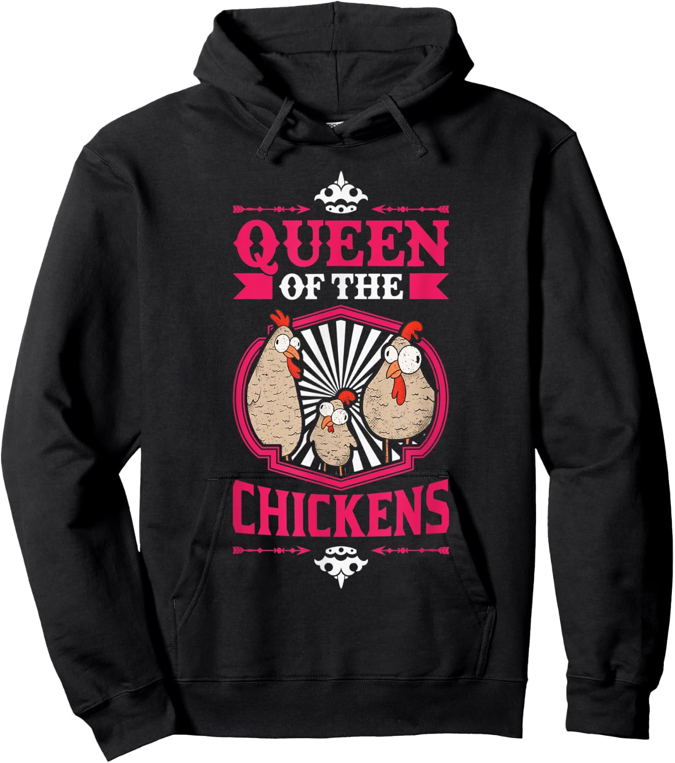 Queen of the Chickens Girl Chicken Farmer Hoodie - Hoodie | Black