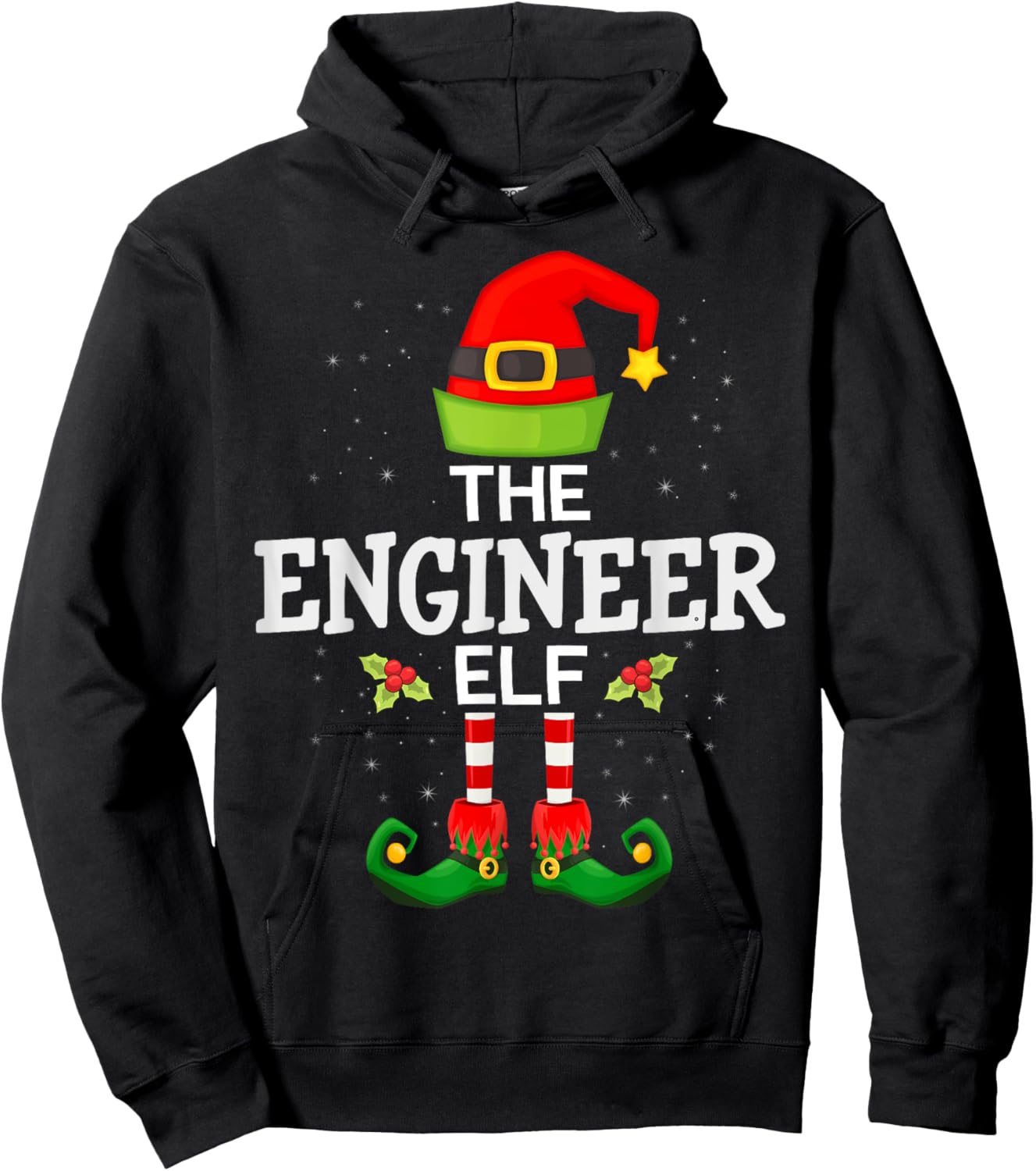 The Engineer Elf Christmas Family Matching Pajama Hoodie - Hoodie | Black