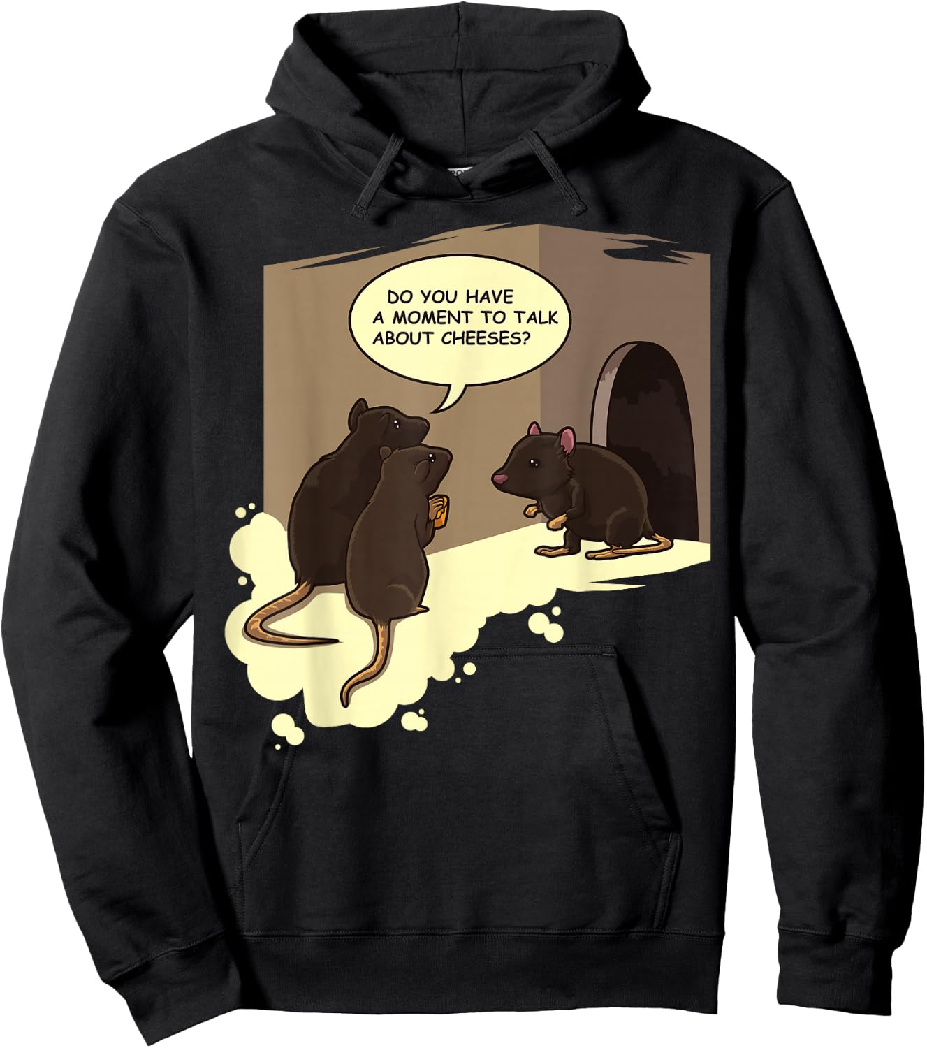 Funny Jesus Worship Cartoon Pun - Rats "Talk About Cheeses" Hoodie - Hoodie | Black