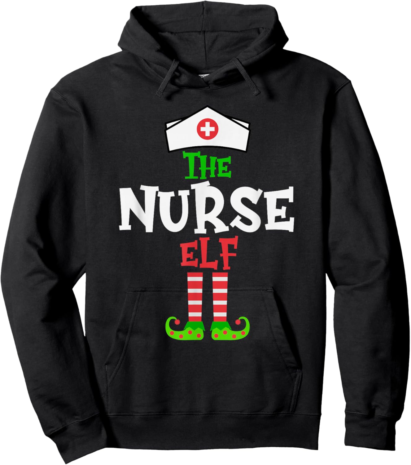 The Nurse Elf - Funny Matching Family Group Christmas Hoodie - Hoodie | Black