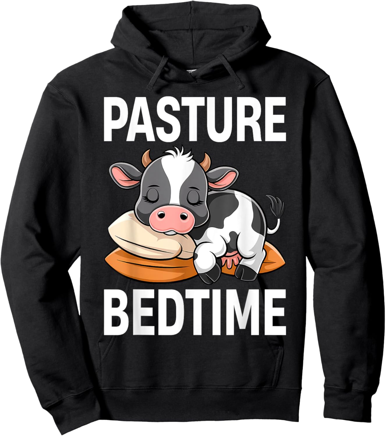 Funny Pasture Bedtime Cute Cow Pajamas PJ Sleep Hoodie - Hoodie | Black