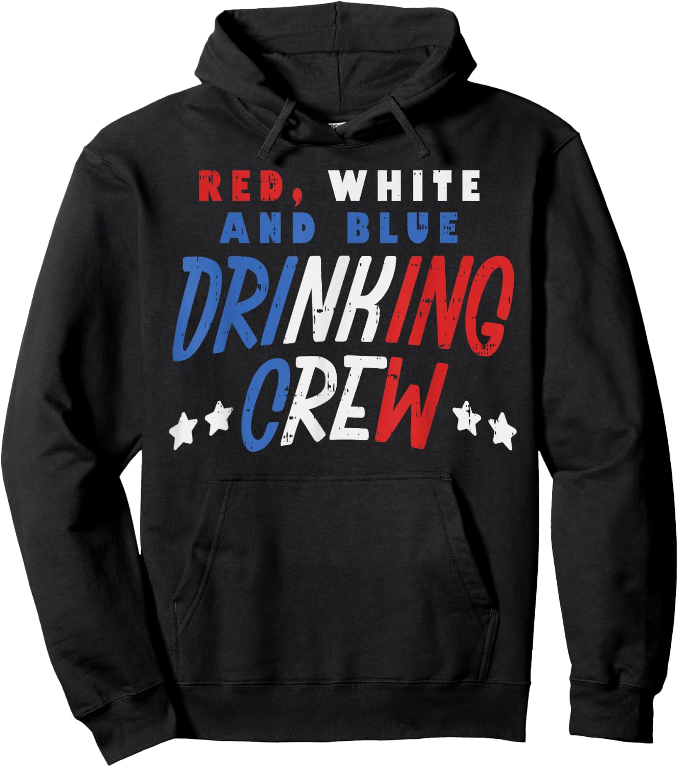 Red White and Blue Drinking Crew Funny USA 4th of July Party Hoodie - Hoodie | Black