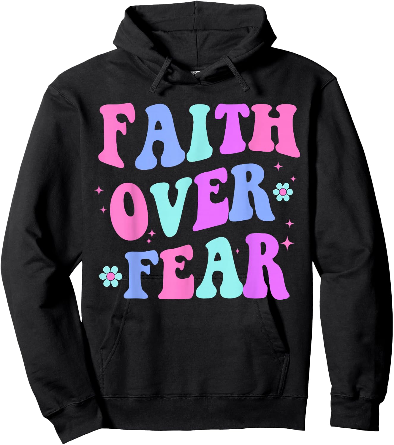 Women Faith Over Fear Teen Girl Cute Christian God is Good Hoodie - Hoodie | Black