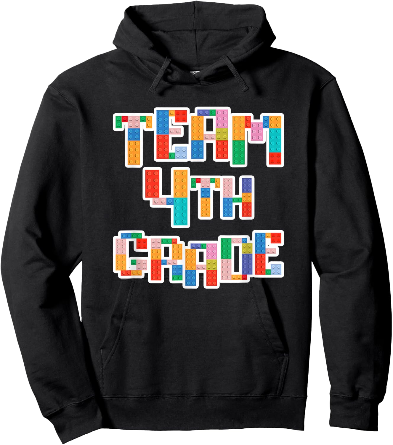 Team 4th Grade Building Blocks Bricks Theme Teacher Team Hoodie - Hoodie | Black