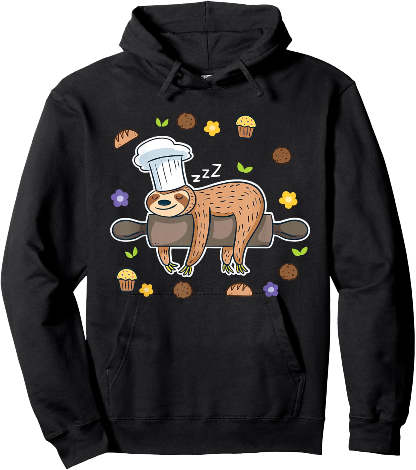 Funny Baking Gifts - Sloth Baker Cupcake Lover - Baker Hoodie - Hoodie | Black