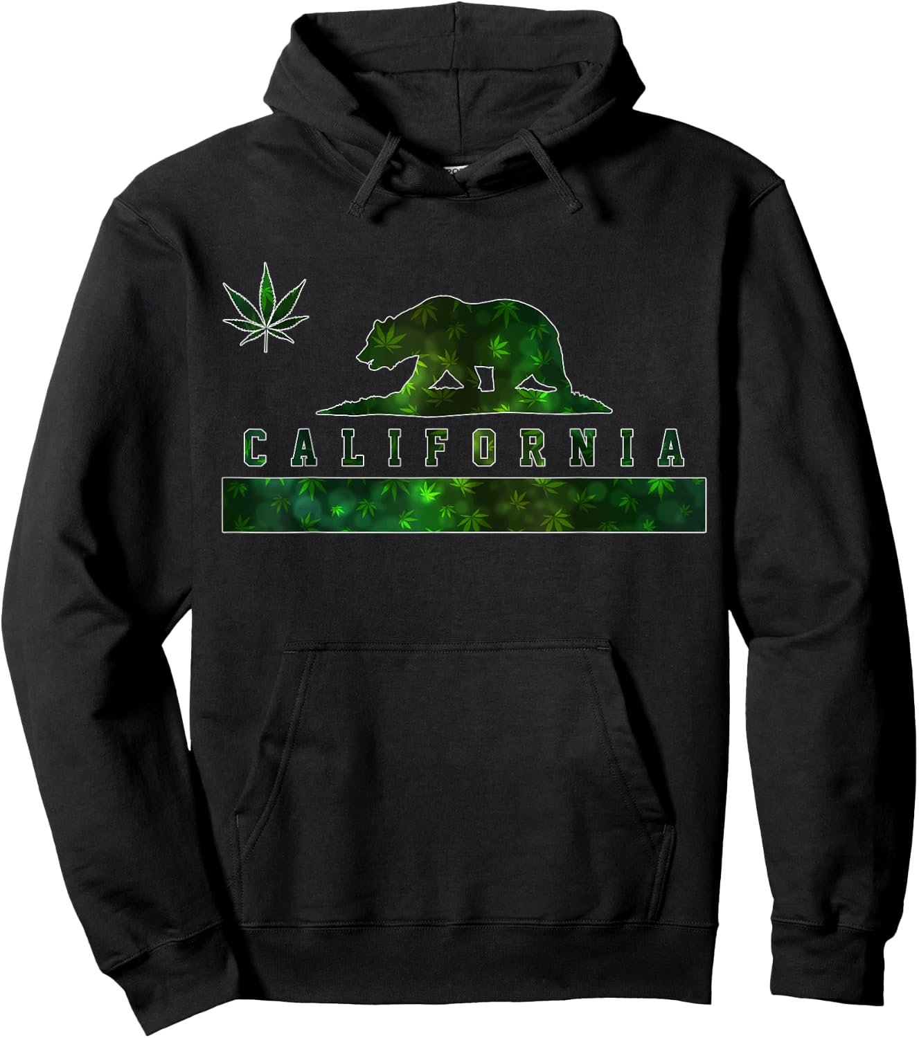 California Cannabis Weed Flag Bear Pot Marijuana 420 Gift Hoodie - Hoodie | Black