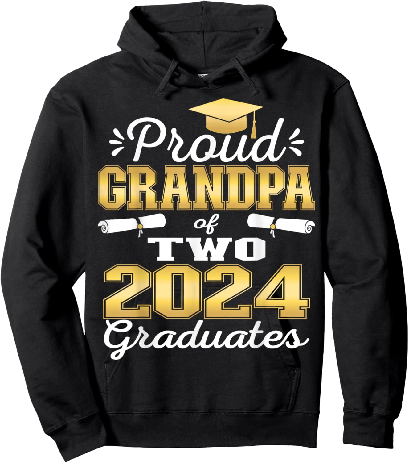 Proud Grandpa of Two 2024 Graduate Class 2024 Graduation Hoodie - Hoodie | Black