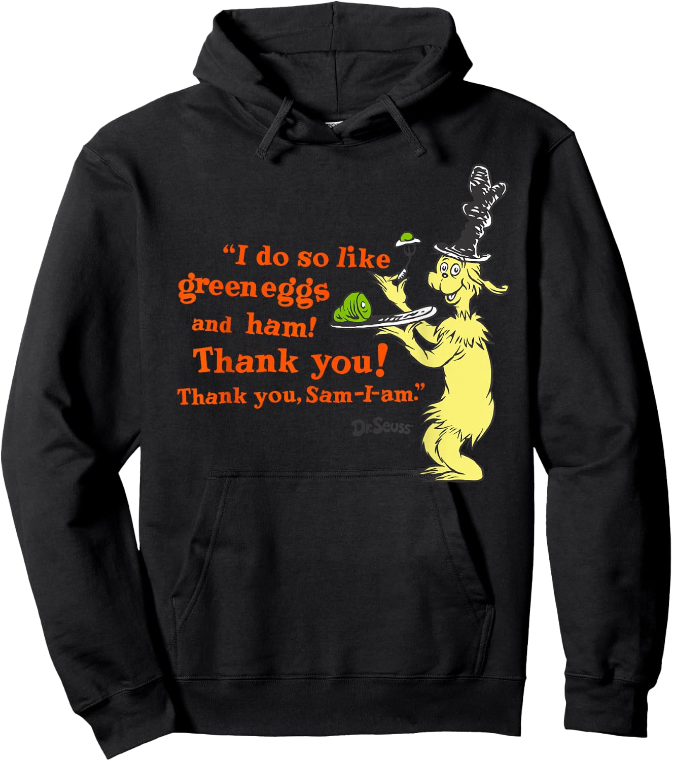 Dr. Seuss Green Eggs and Ham "I Do So Like" quote Hoodie - Hoodie | Black